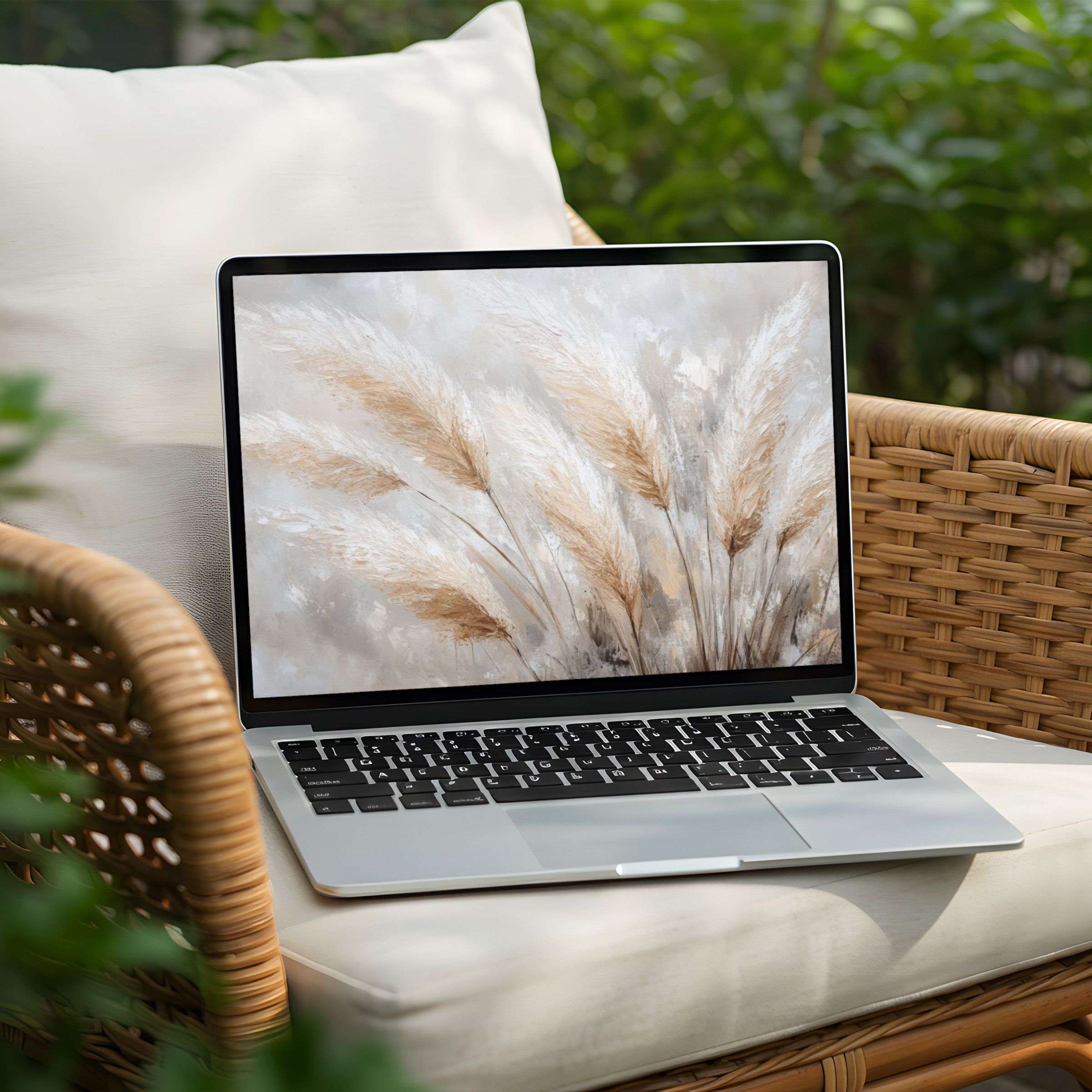 Elegant desktop background displaying tranquil pampas grass art is perfect for PC or Laptop instant download inspiring calm and mindfulness