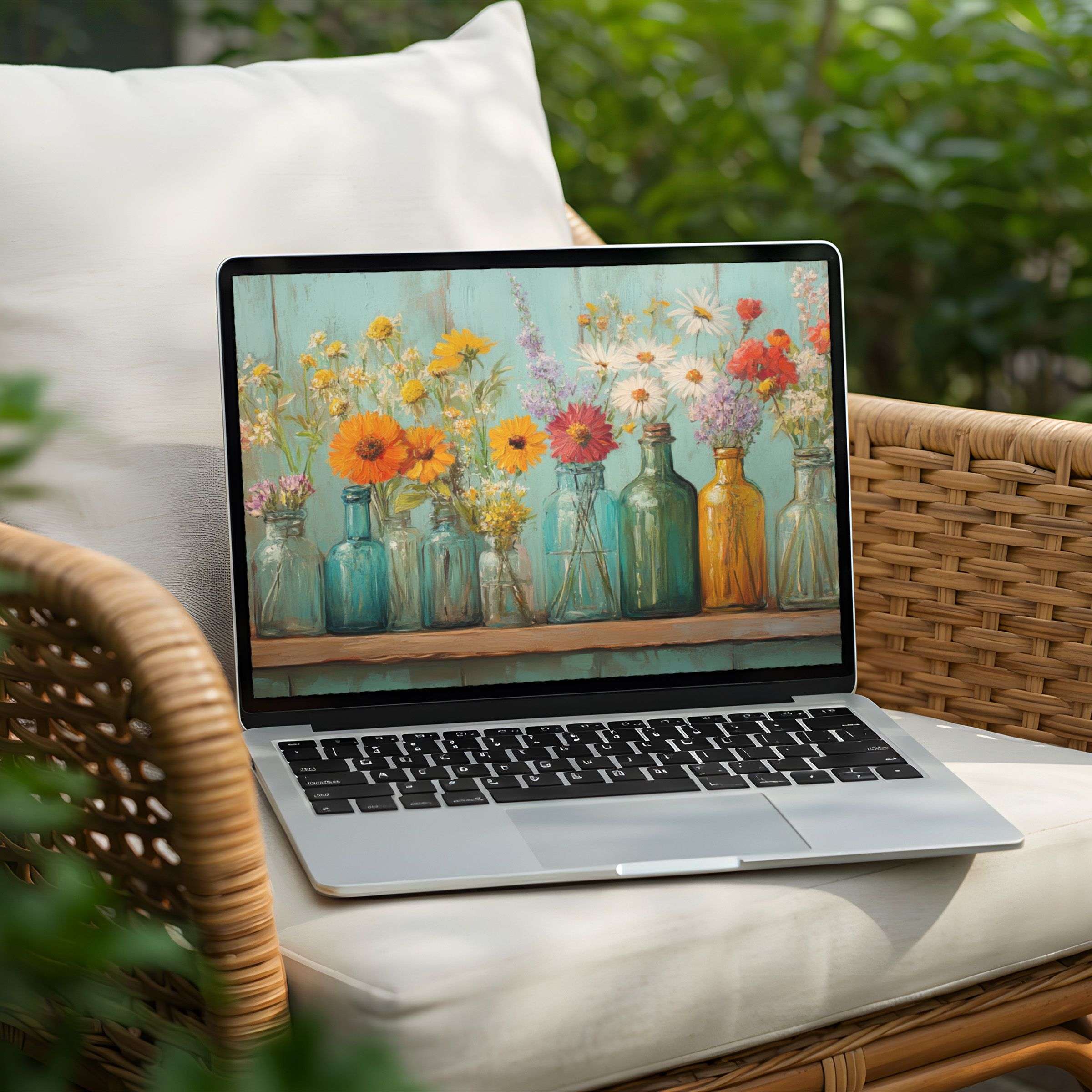 Elegant floral desktop background for instant download on PC or Laptop, inspires calm and mindfulness amidst vibrant colors
