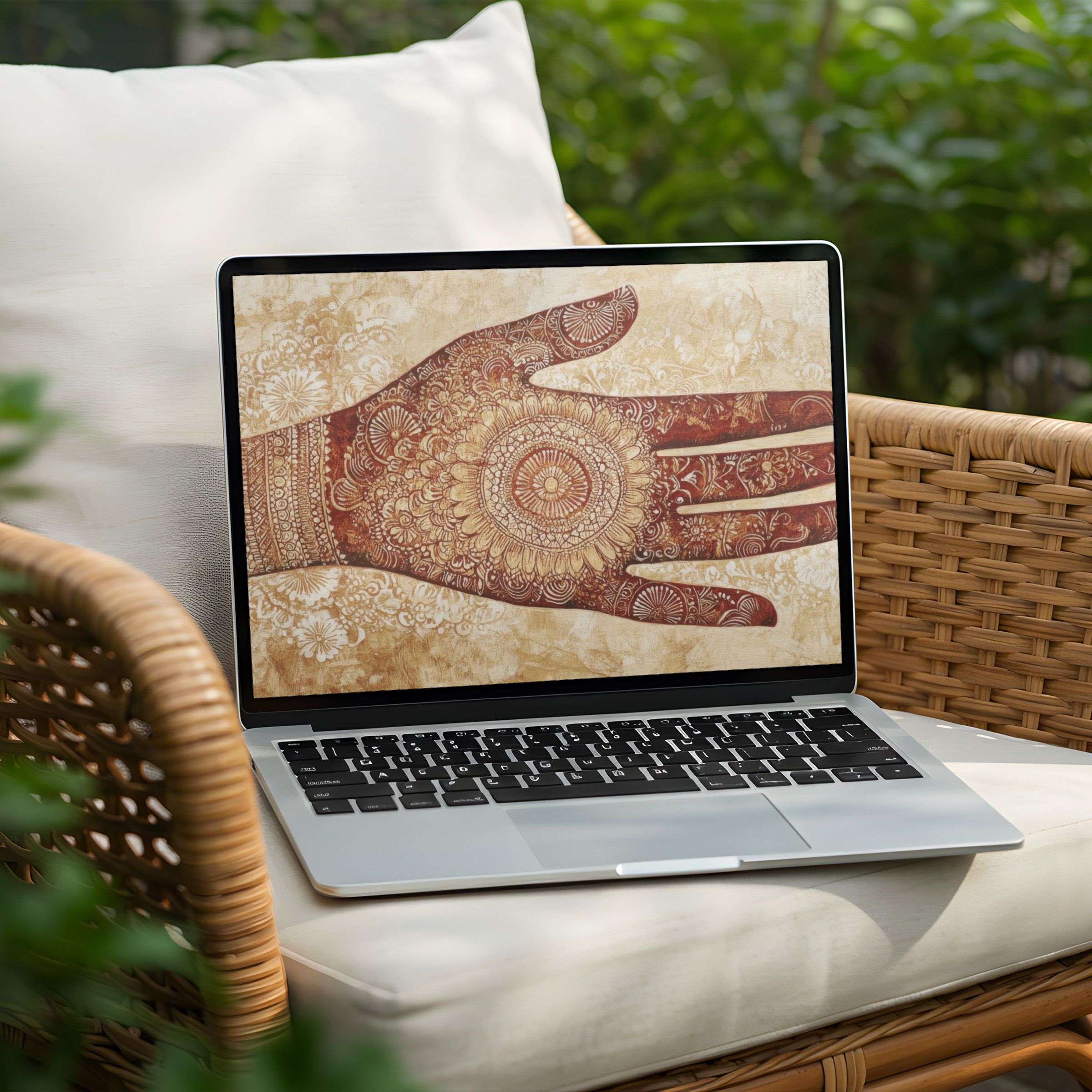 Elegant henna-inspired art for desktop background on PC and Laptop, an instant download delivering calm inspiration