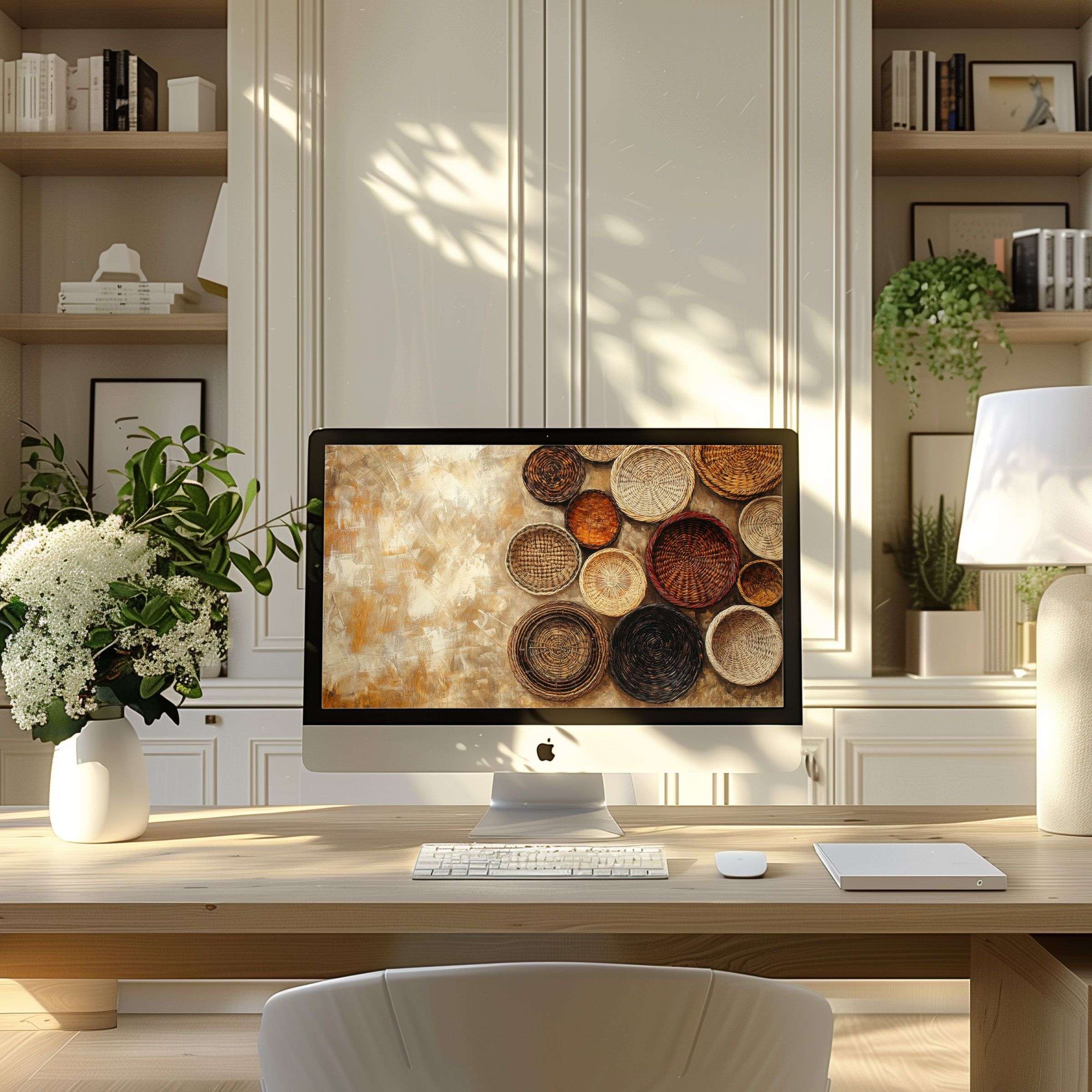 Elegant abstract woven texture wallpaper for computer transforms your PC or laptop into a serene, stylish digital haven