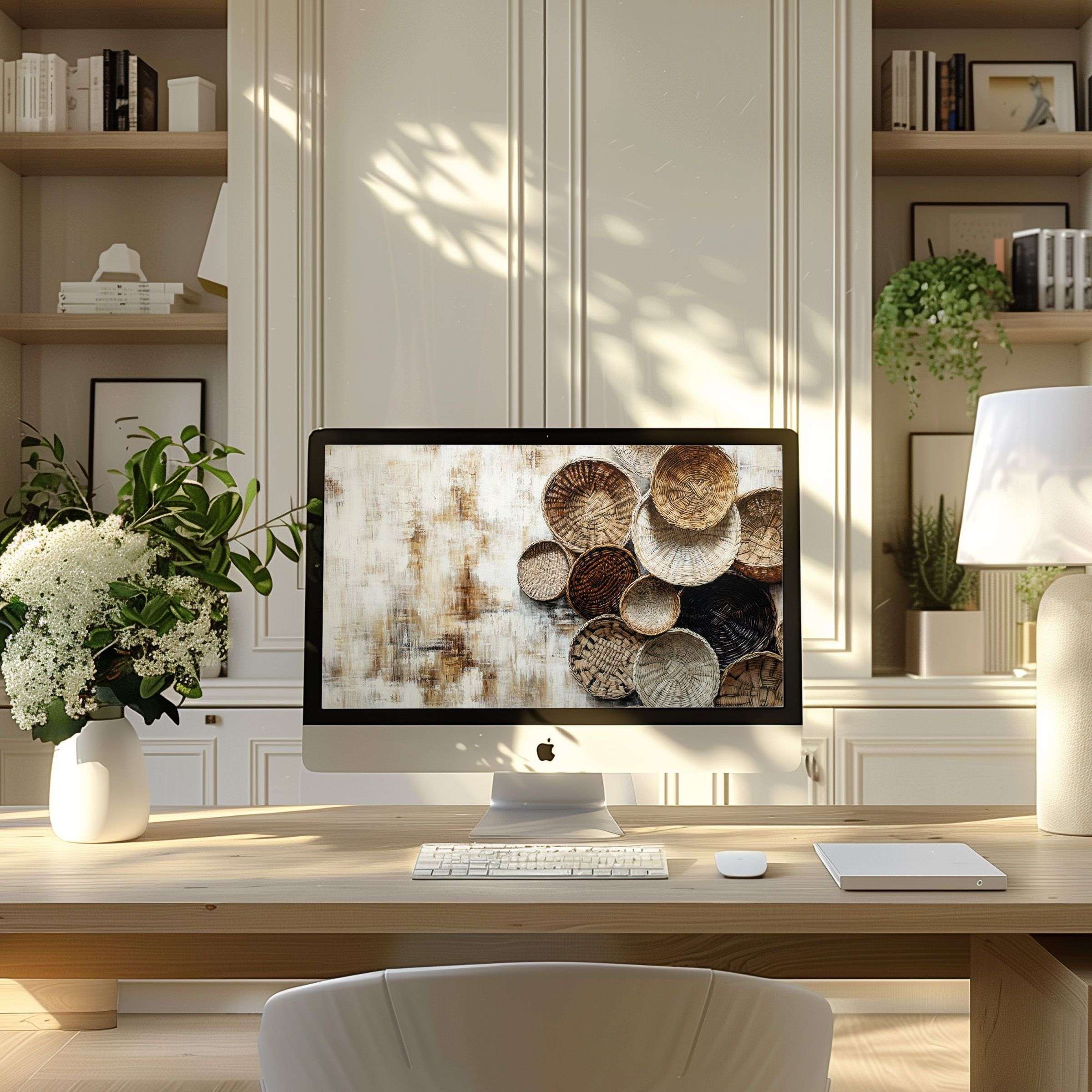 Inspiring neutral-toned digital art for PC and Laptop offers calm elegance for modern spaces, perfect wallpaper for computer download