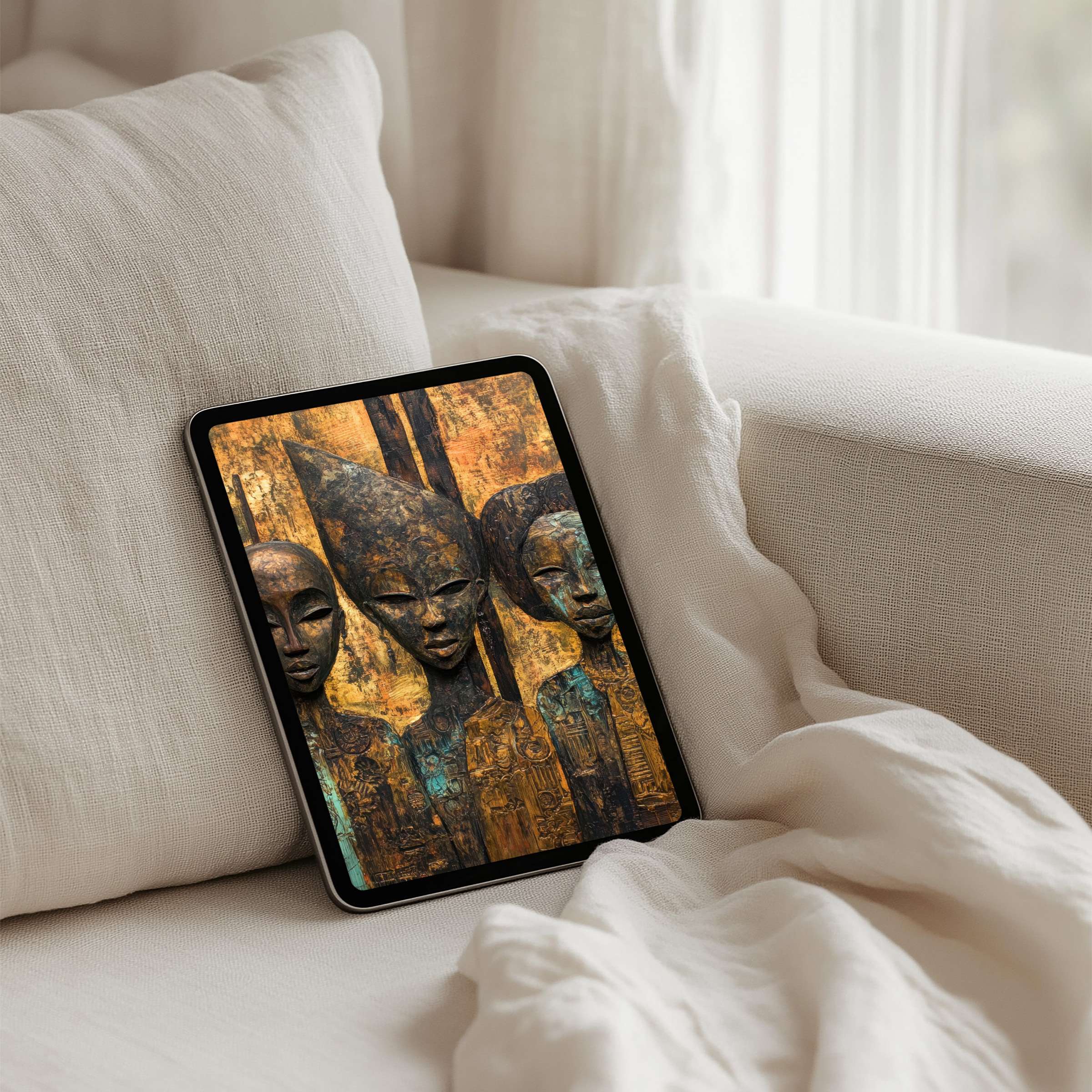Elegant tribal art iPad background for mindful tablet users enhances calm and inspiration instant download for a creative touch