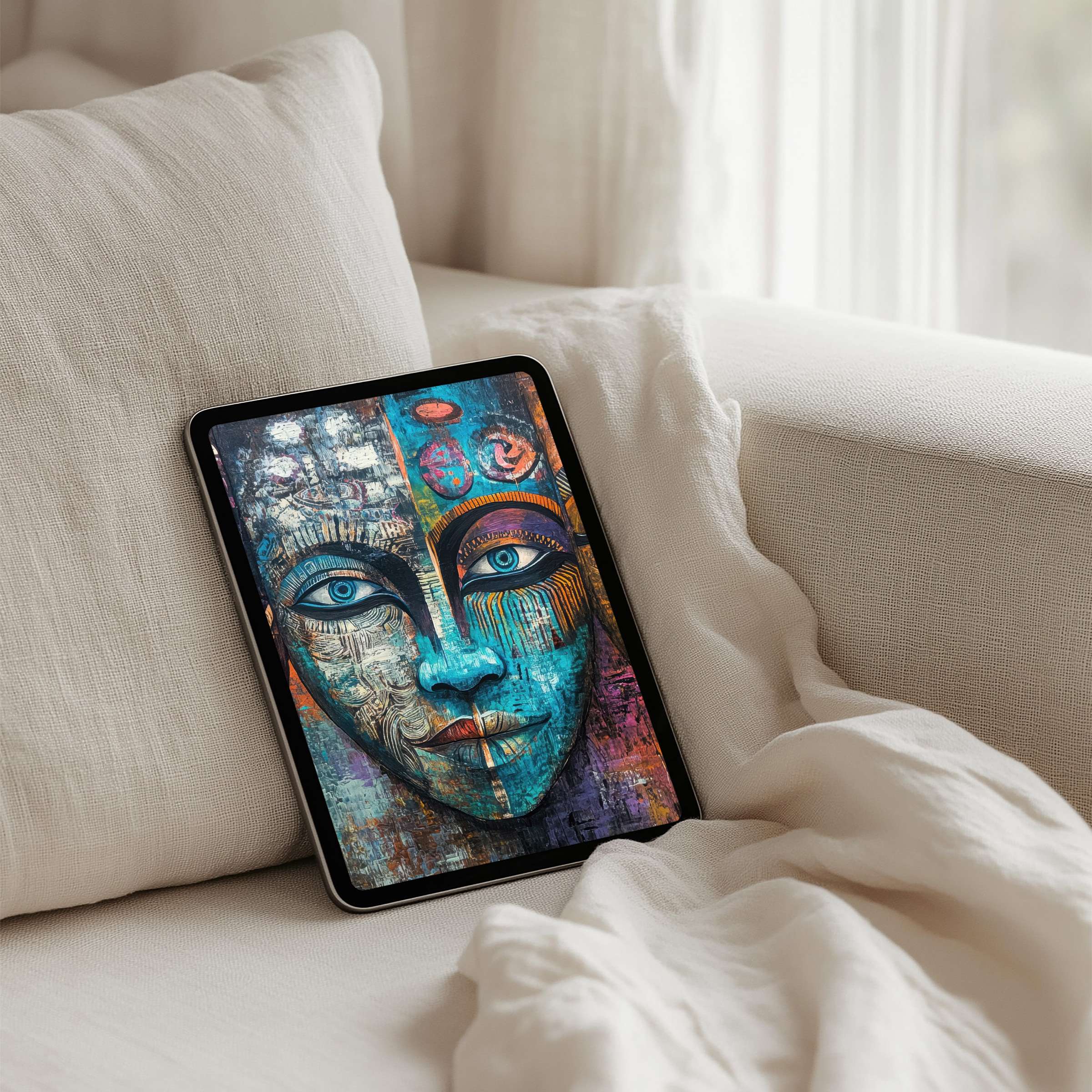 Vibrant iPad background portraying serene art, perfect for instant download to elevate your tablet's aesthetic with elegance and inspiration