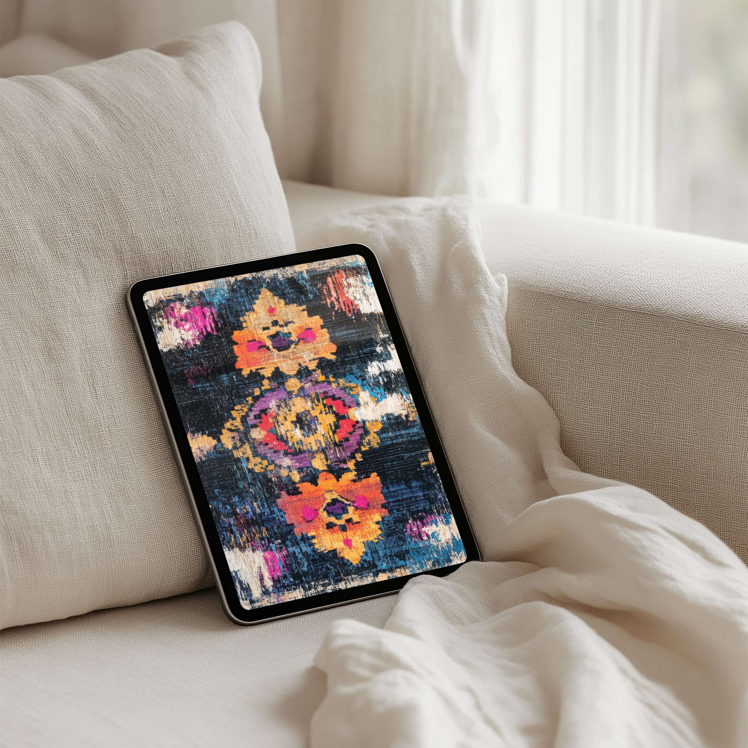 Elegant iPad background featuring vibrant abstract art for mindful calm instant download fits iPad Samsung Android tablets