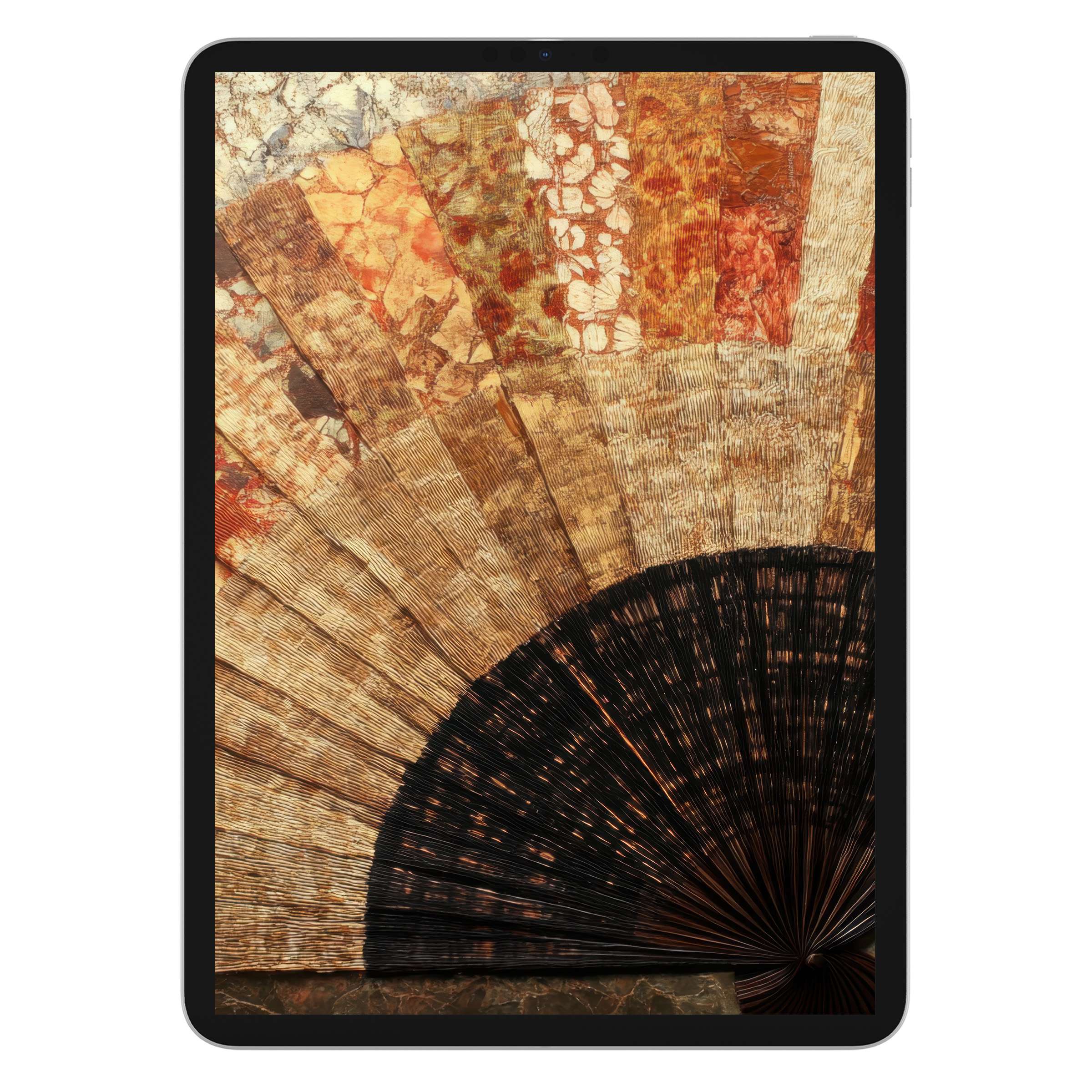 Elegant boho iPad wallpaper featuring earthy textures and warm hues for a calming tablet background digital download art piece