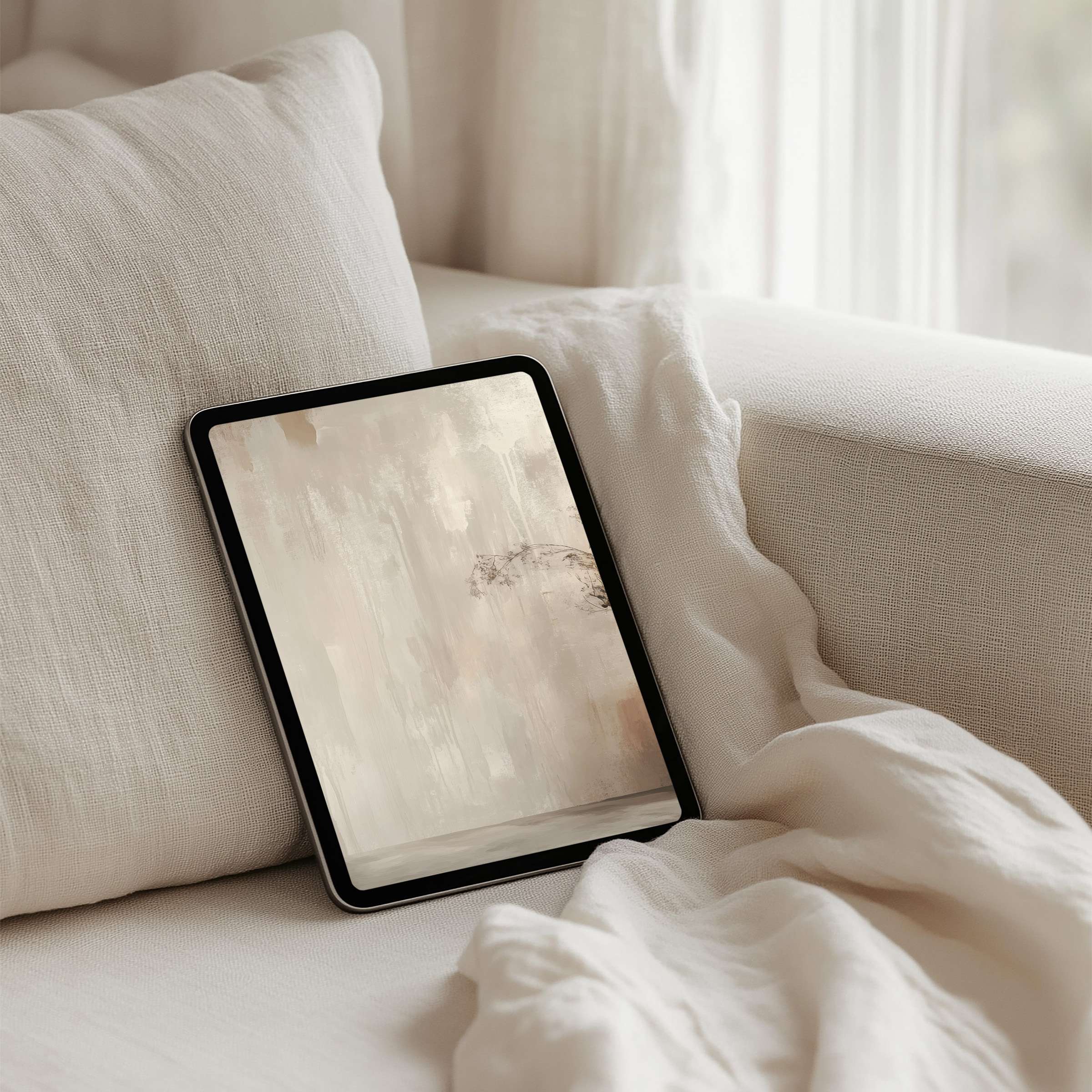 Elegant abstract iPad background in soothing neutral tones for instant download fits iPad Samsung Android tablets inspiring calm
