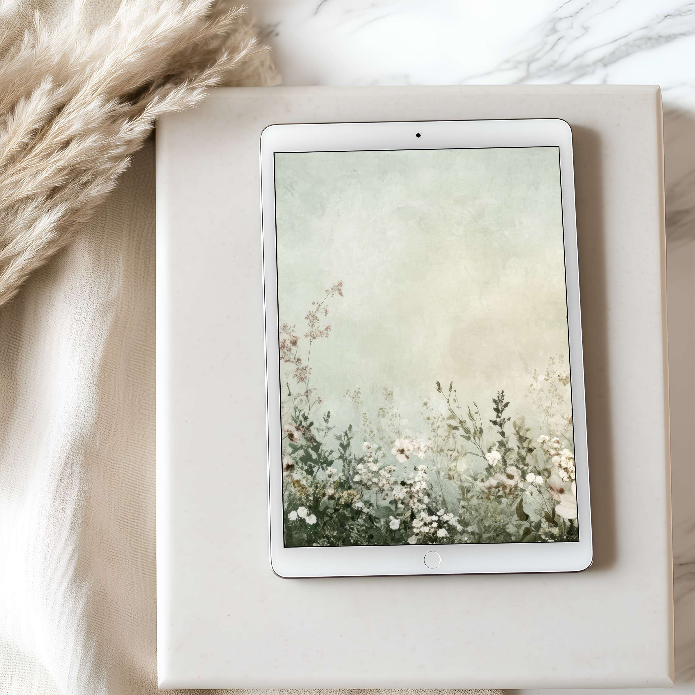 Elegant pastel floral tablet wallpaper enhances your iPad or Android tablet with calming aesthetics for curated digital downloads
