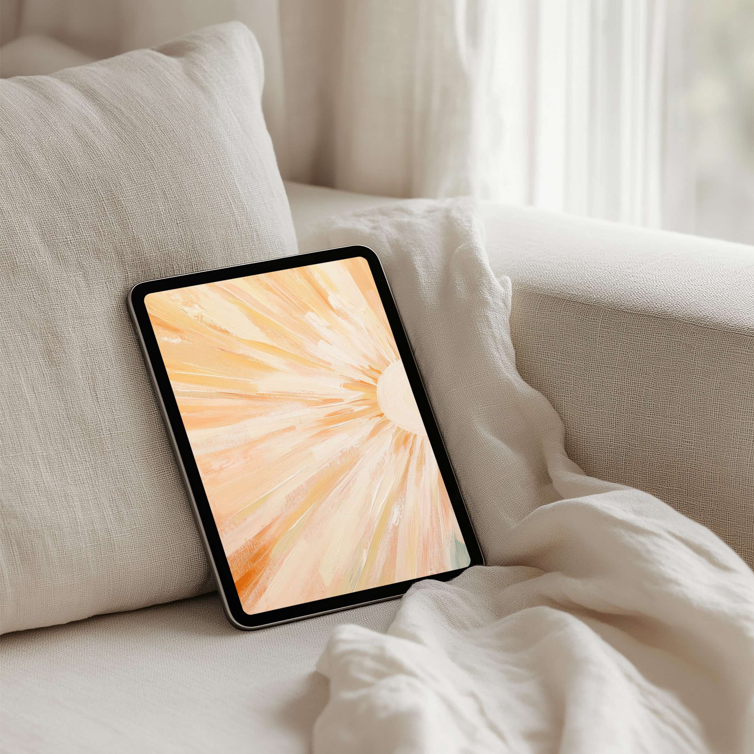 Elegant iPad background in serene tones offers mindful inspiration for tablet users seeking instant download with calming aesthetics
