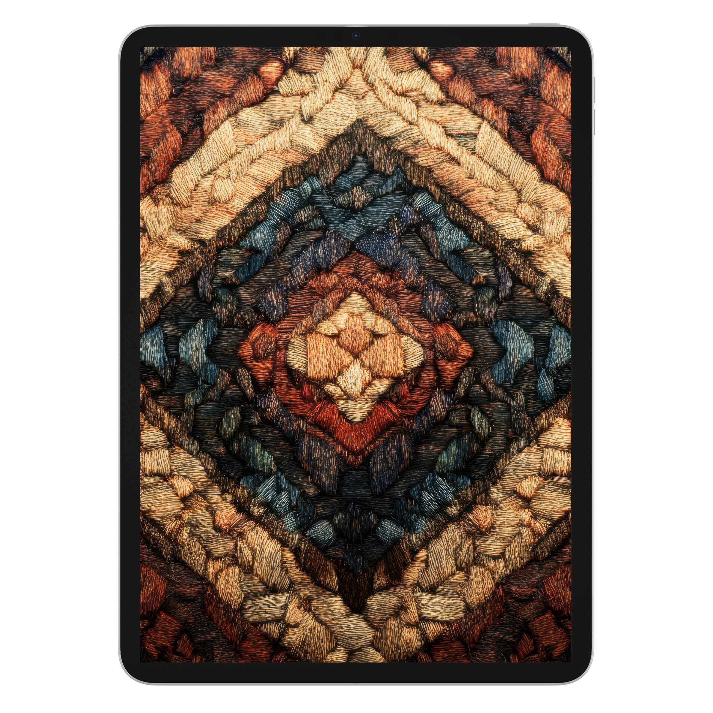 Boho iPad wallpaper features warm, woven textures creating an earthy pattern perfect for tablet backgrounds and digital download