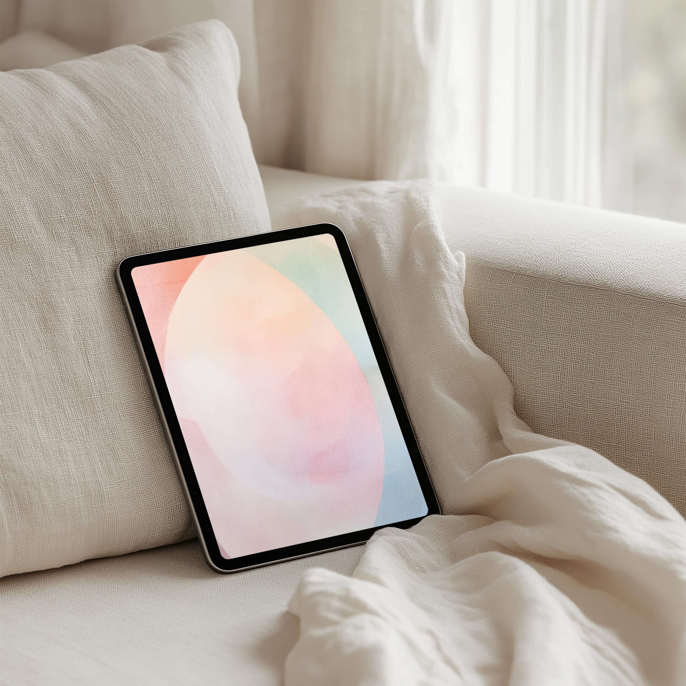 Soft pastel iPad background for instant download adds calm elegance to any tablet setting, inspiring mindfulness and serenity