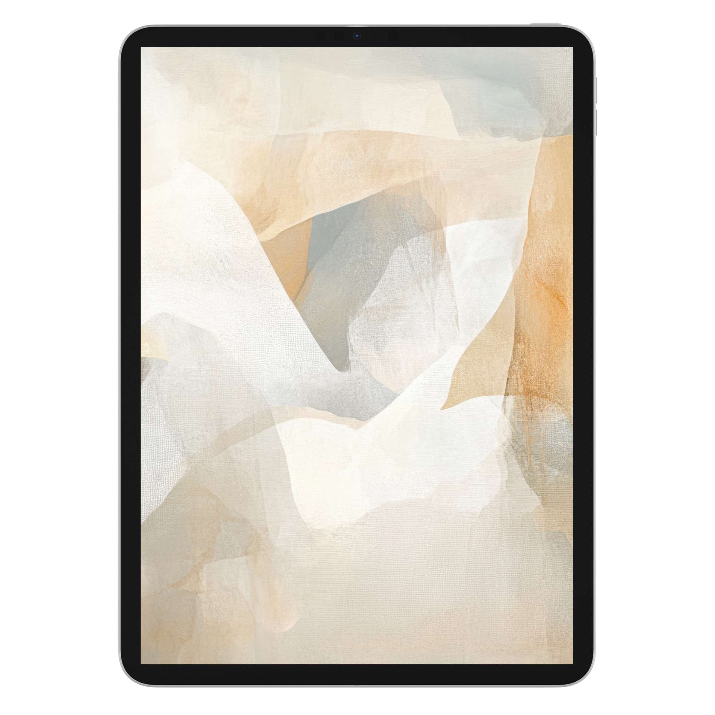Elegant boho iPad wallpaper featuring soft beige and white abstract textures as a calming digital download for tablets and backgrounds