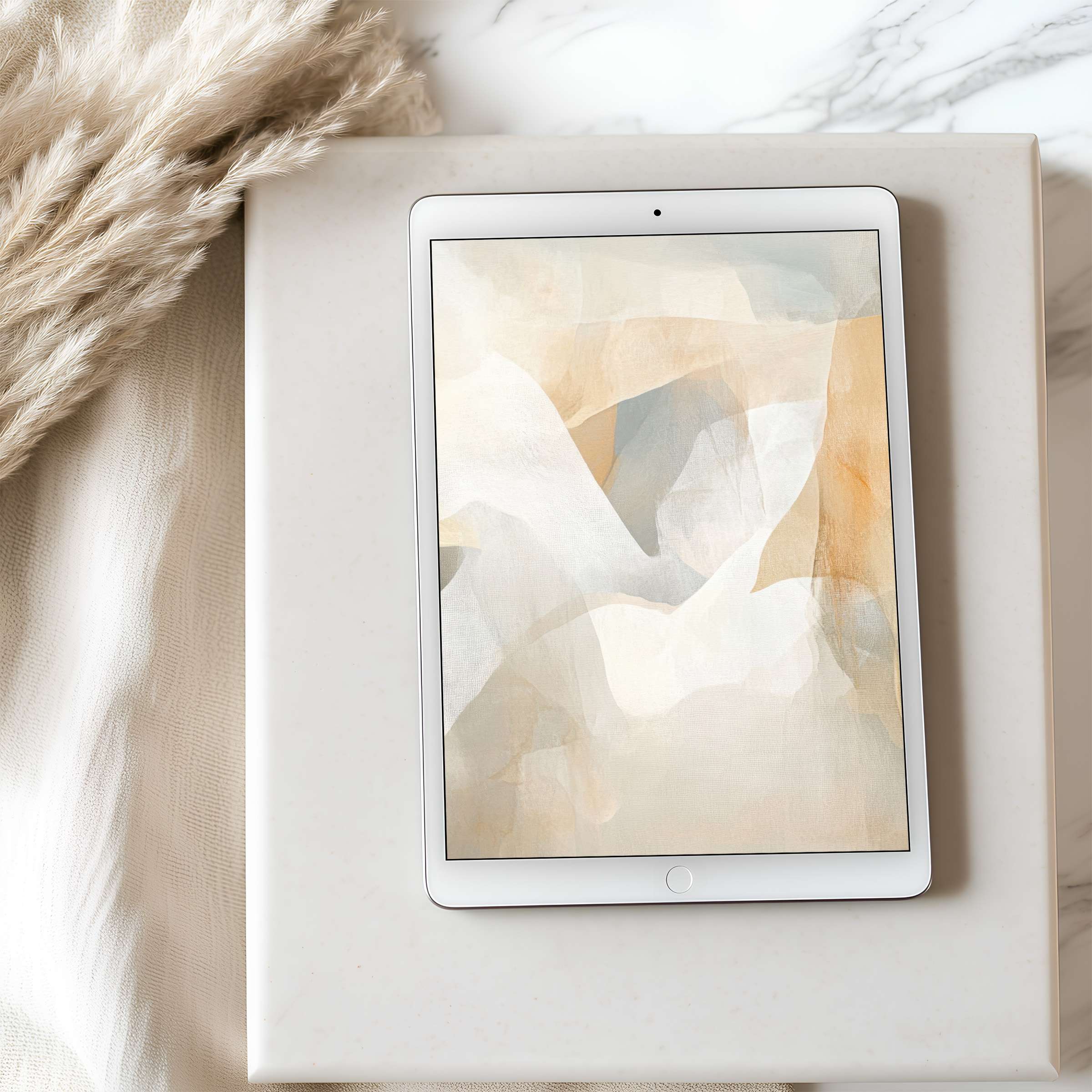 Elegant tablet wallpaper with abstract pastel hues for a calm, sustainable touch, perfect for iPad and Android high resolution devices