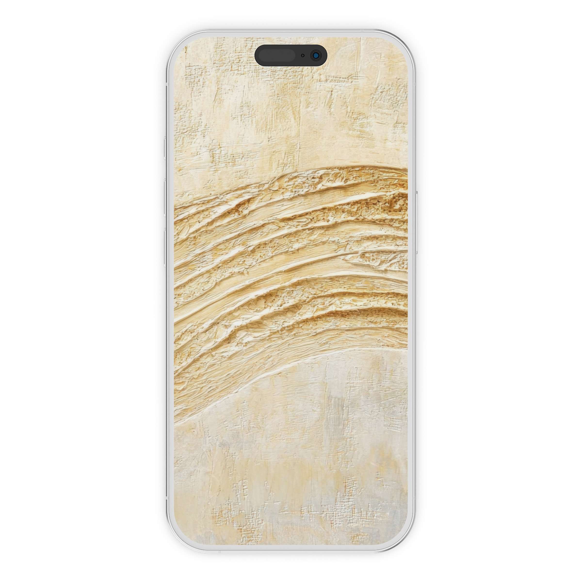Boho iPhone wallpaper with textured beige waves evokes calm elegance in digital download phone background for iOS and Android