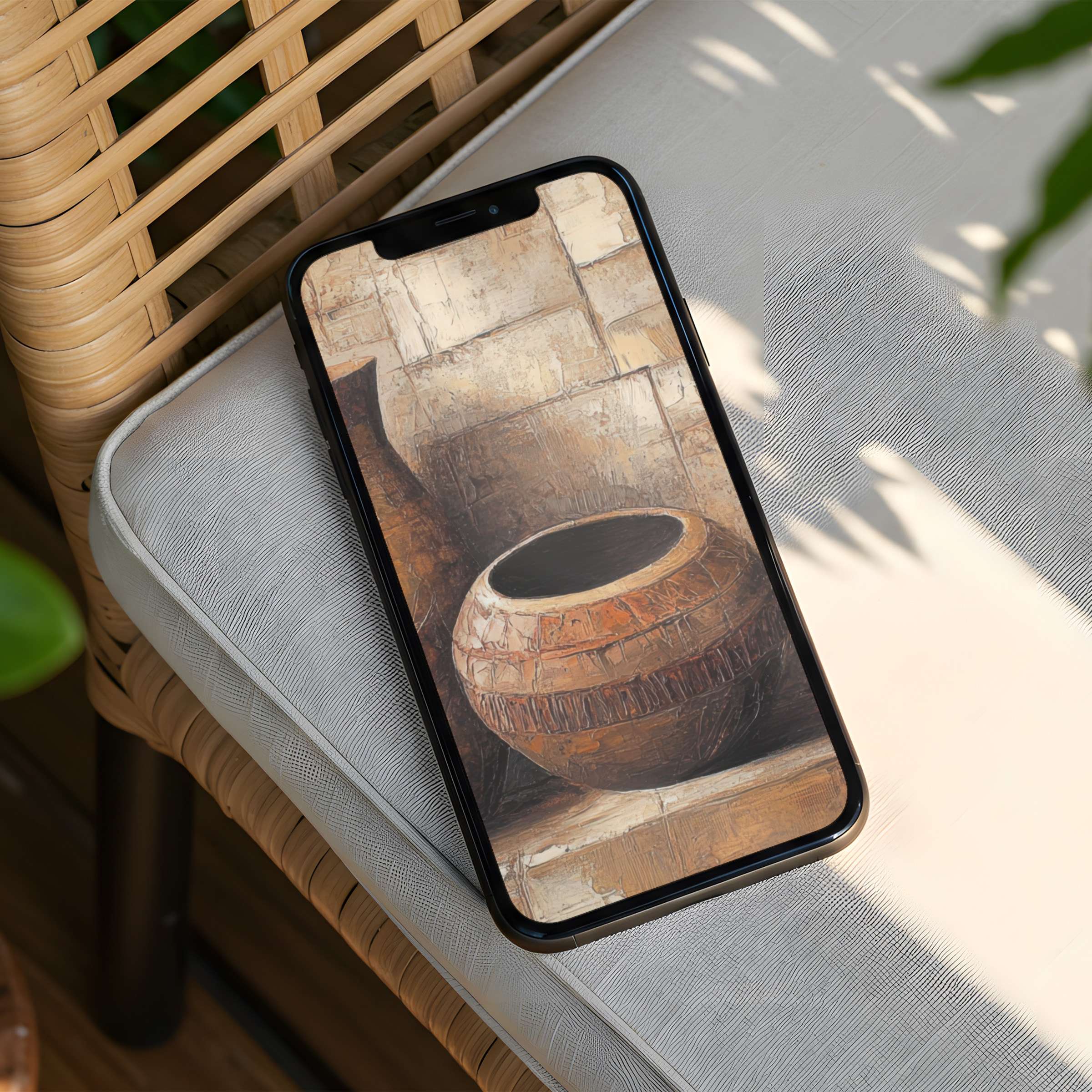 Warm earthy tones and rustic textures make this iPhone background an instant download for a calm, elegant phone aesthetic