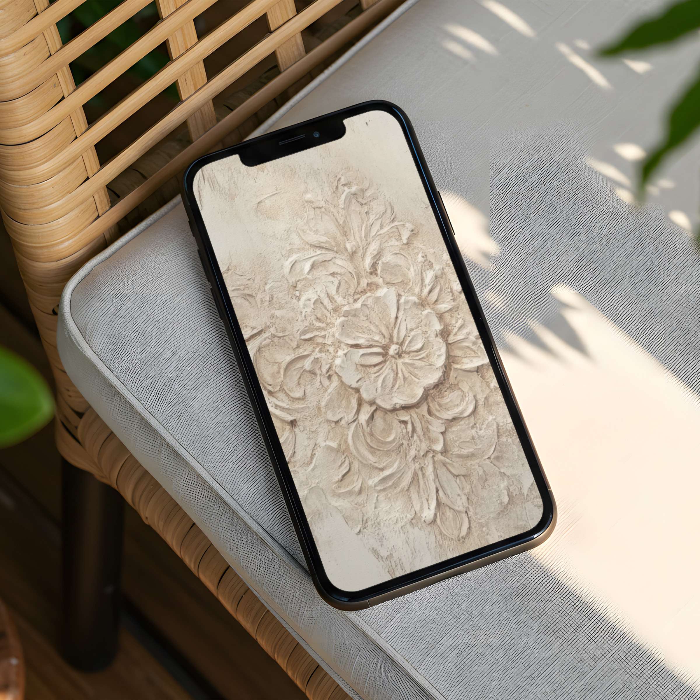 Elegant floral iPhone background offering instant download for phone screens exudes calm inspiration and mindfulness with its textured design