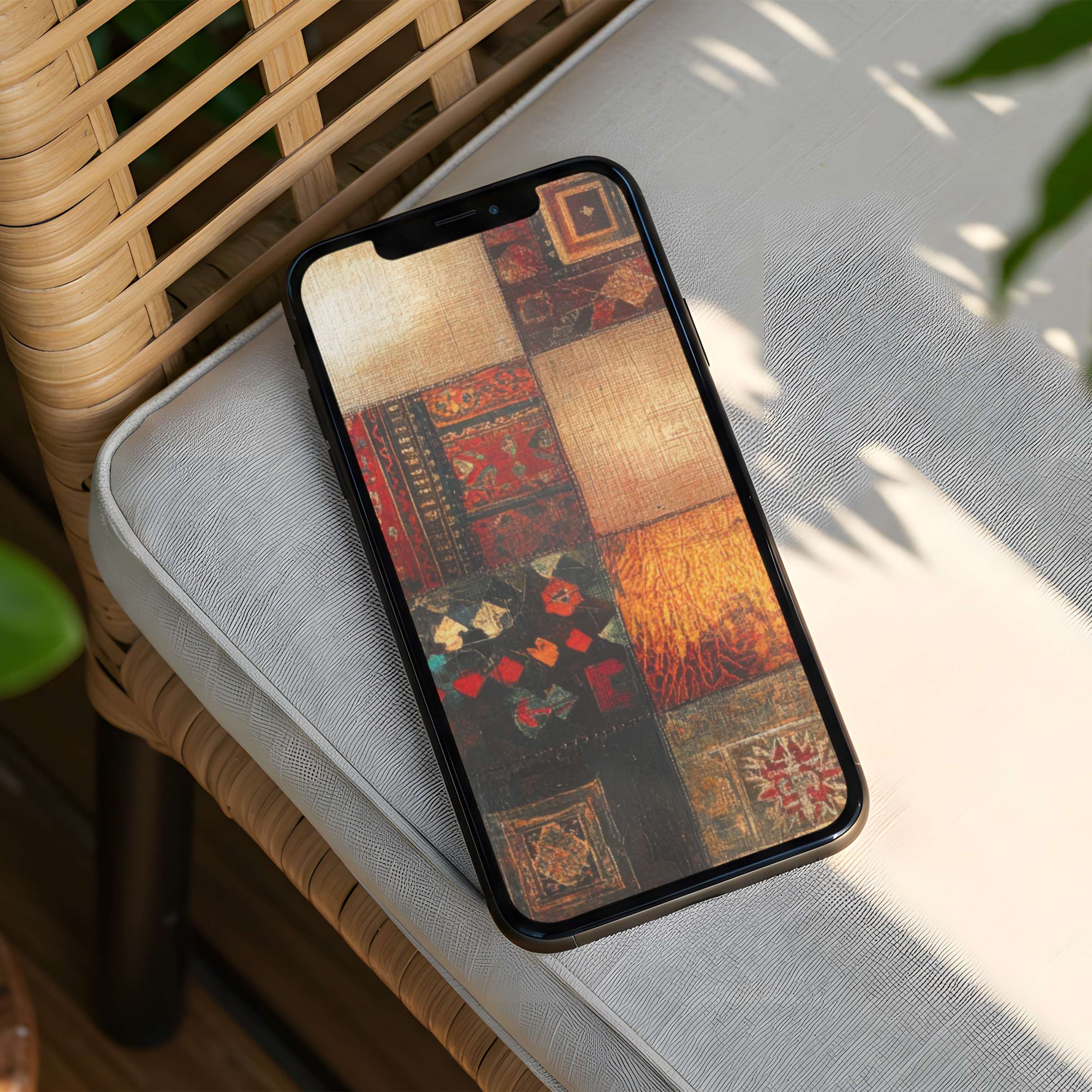 Elegant iPhone background with a tapestry-inspired design, perfect for a calm phone vibe and instant download for mindful inspiration