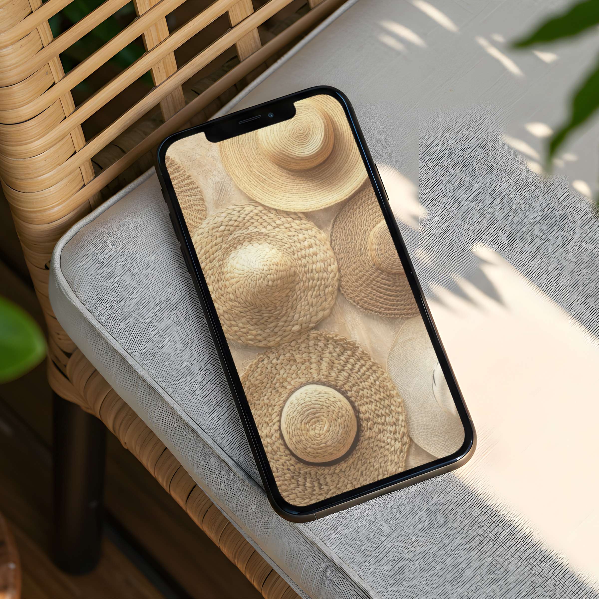 Natural wicker textures create a calm, aesthetic iPhone background for instant download to elevate any phone's style