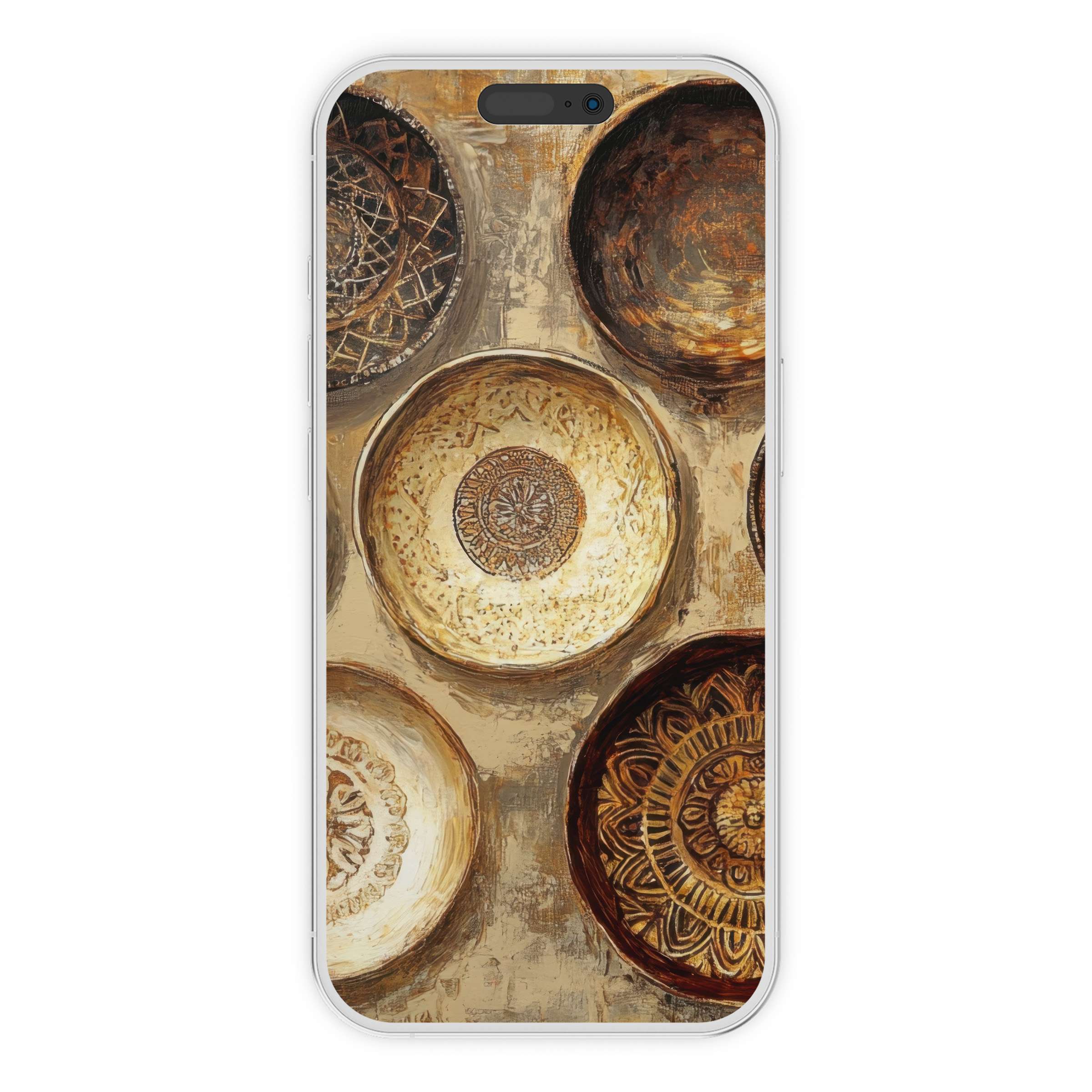 Boho iPhone wallpaper showcasing textured earthy bowls evokes calm and elegance perfect for a unique digital download phone background