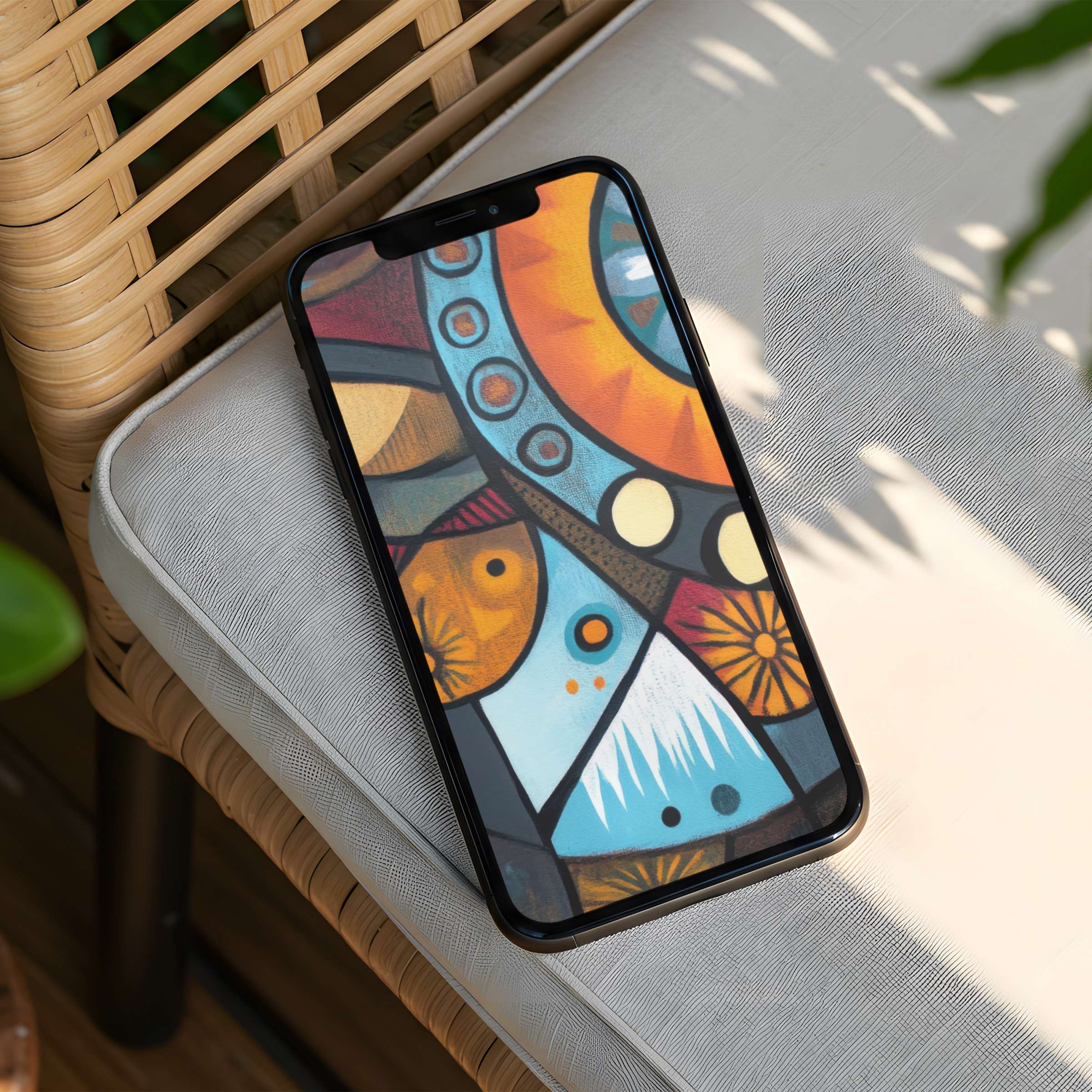 Elegant abstract iPhone background for instant download featuring warm earth tones and geometric shapes perfect for any phone screen