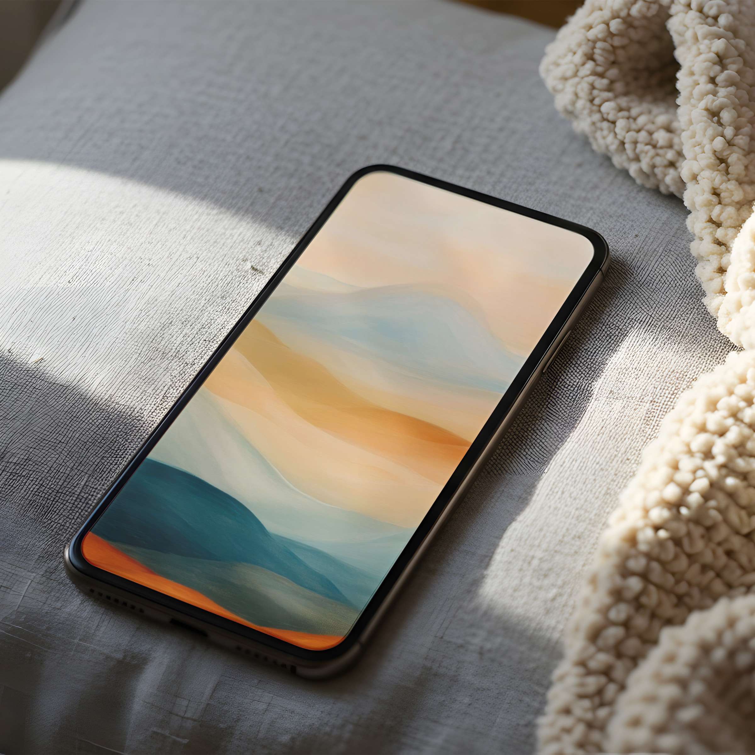 Elegant phone wallpaper featuring calming abstract pastel waves in high resolution, perfect for iPhone or Android digital download