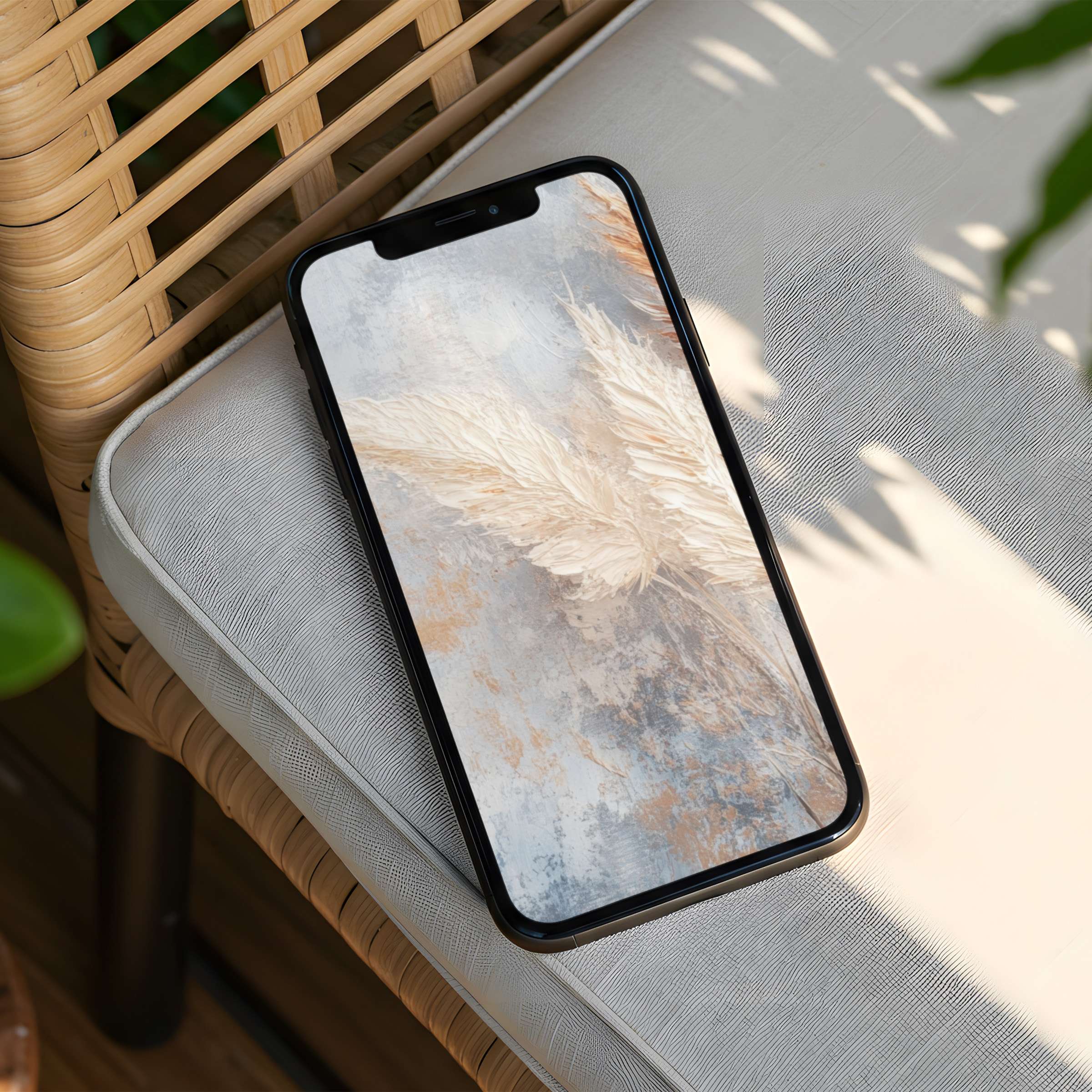 Elegant iPhone background featuring soft neutral textures and abstract art inspiring calm and mindfulness instant download for phone