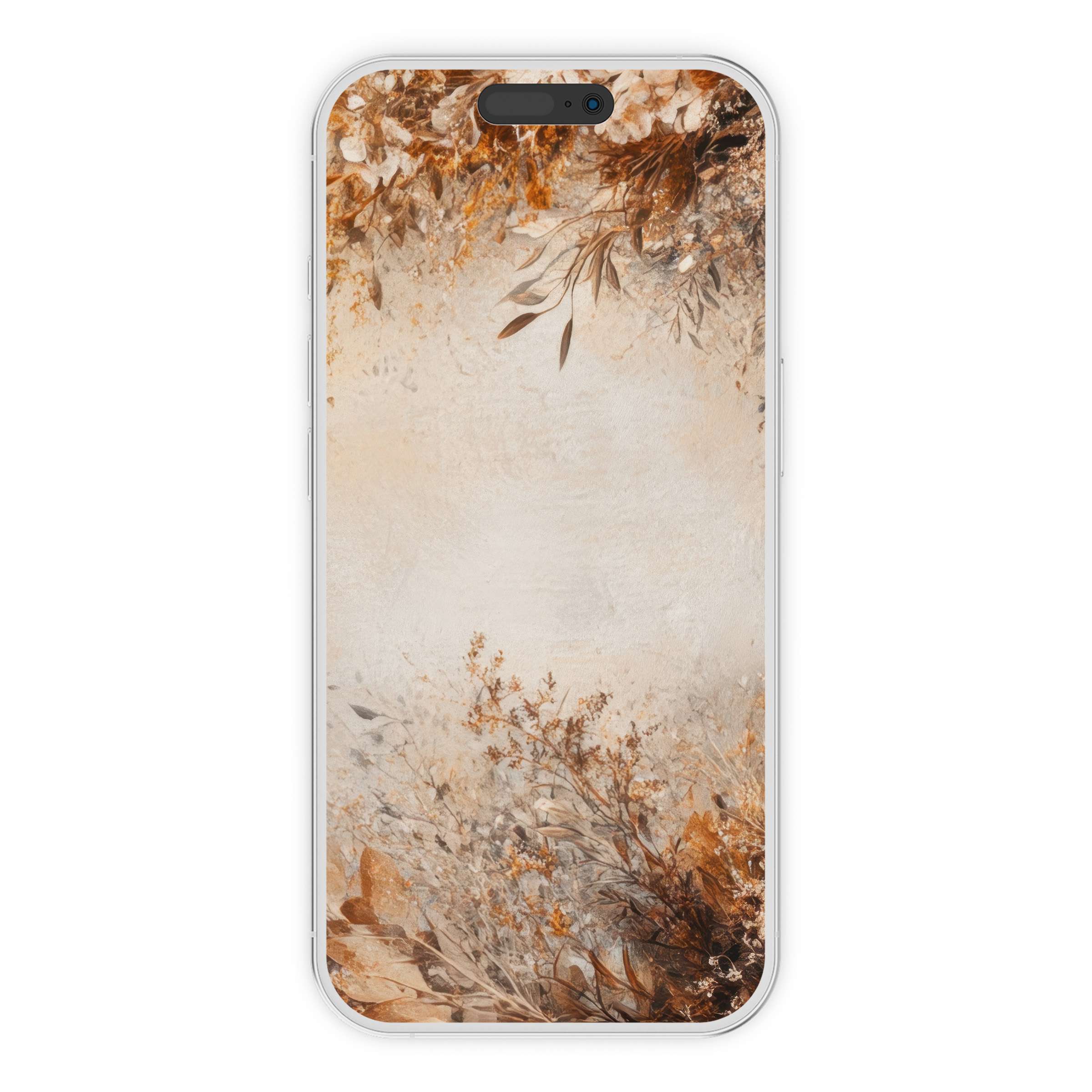 Elegant boho iPhone wallpaper with earthy florals, offering a calming phone background for iPhone and Android digital download