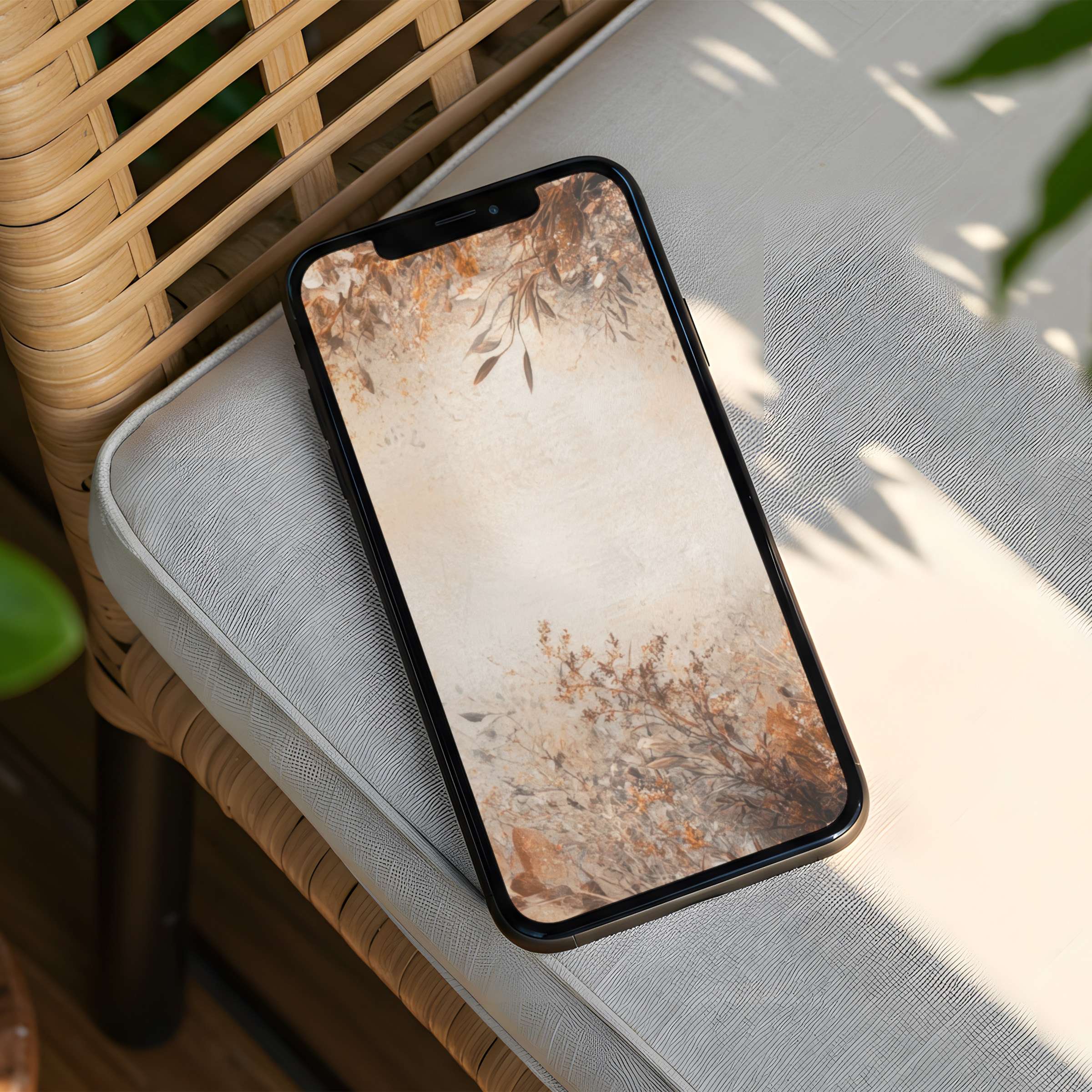 Elegant autumn-inspired iPhone background with soft earthy tones and calming texture for instant download on any phone