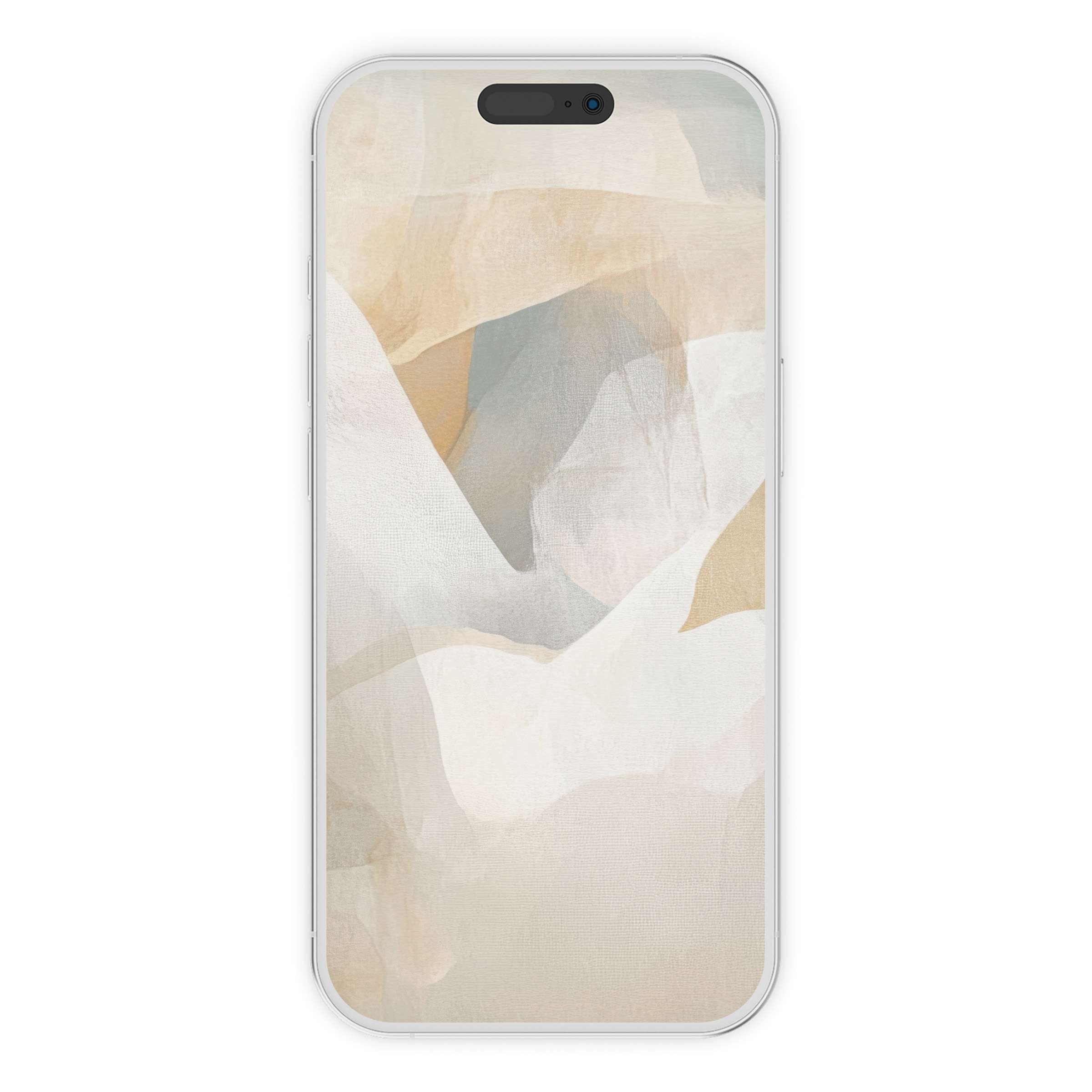 Elegant boho iPhone wallpaper with muted beige and cream abstract forms perfect for phone backgrounds digital download
