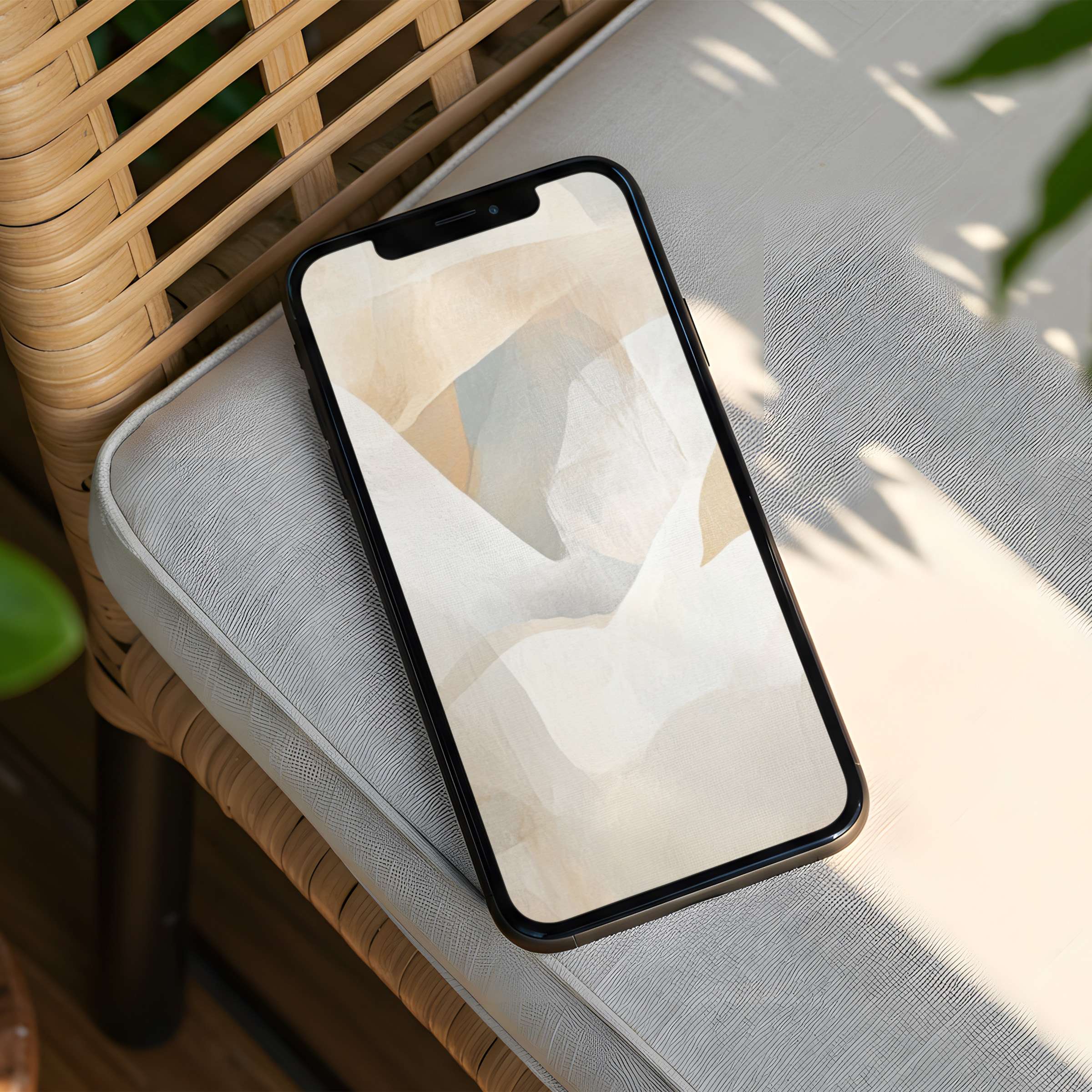 Serene abstract iPhone background in soft beige tones evokes calm elegance perfect for mindful inspiration instant download for any phone