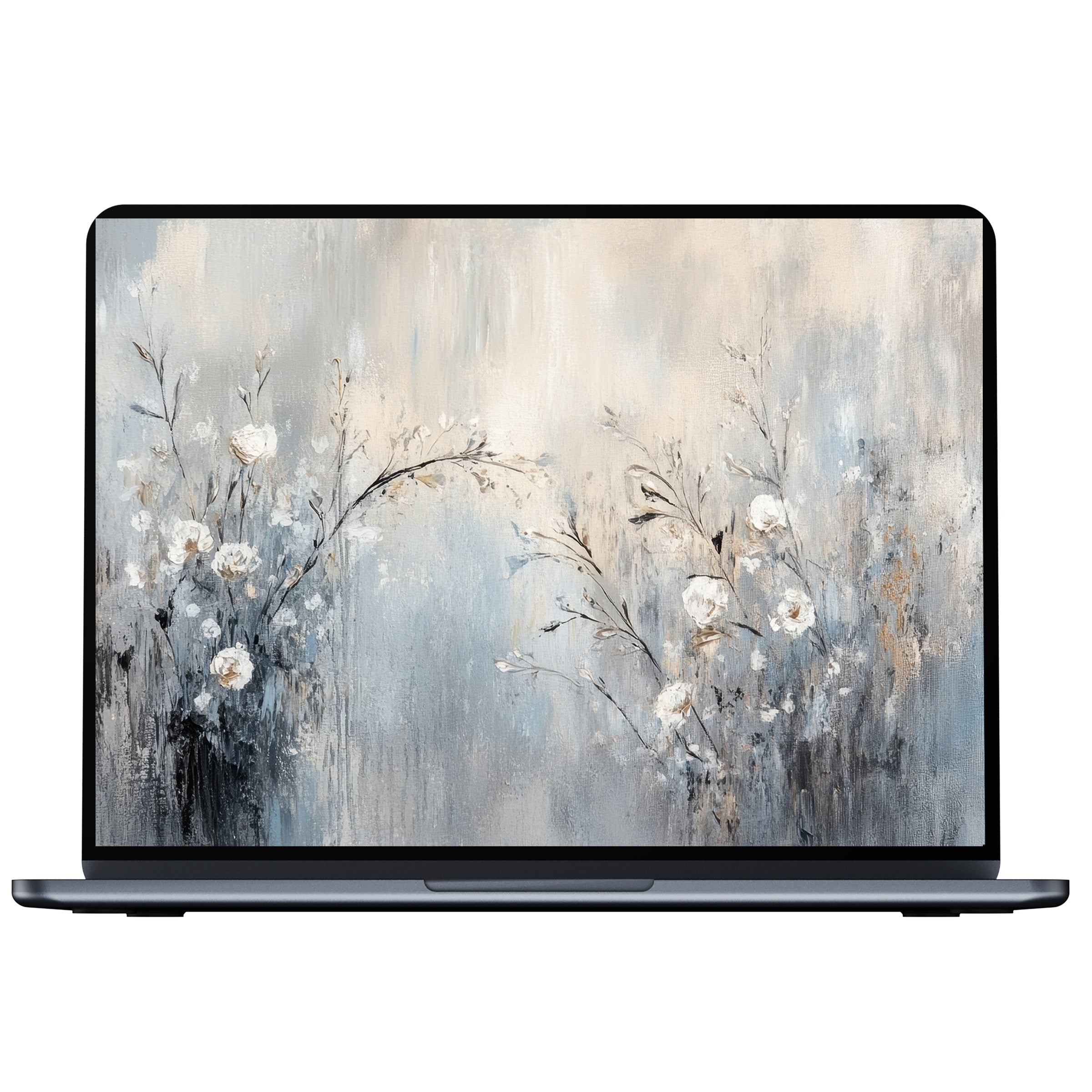 Elegant botanical desktop wallpaper digital download with serene floral artwork in soft hues, enhancing PC, laptop, or Mac ambiance