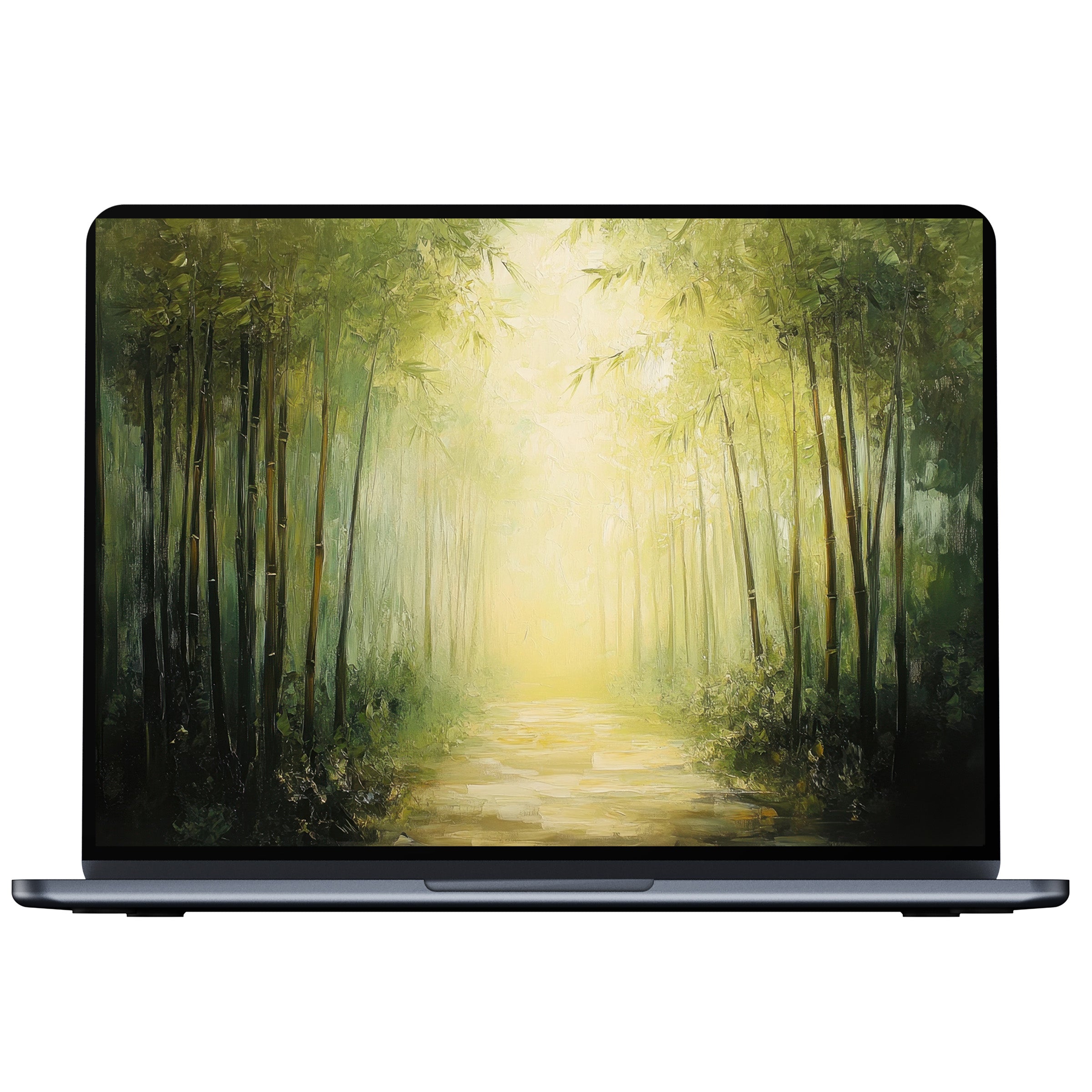 Serene botanical desktop wallpaper with lush green bamboo forest for digital download inspiring calm on PC, laptop, or Mac