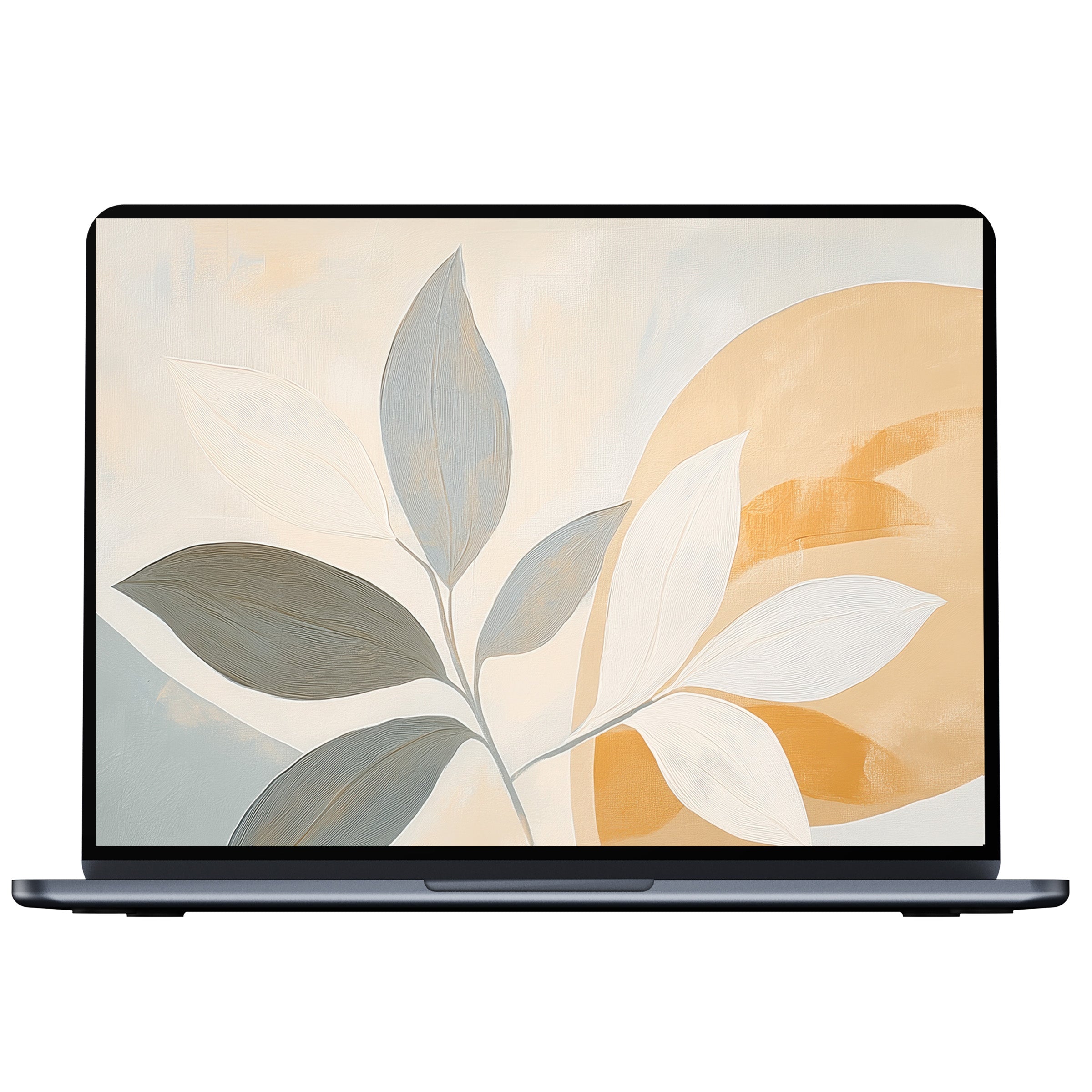 Elegant botanical desktop wallpaper in soothing earth tones, perfect digital download for PC, Mac, or laptop users seeking calm inspiration