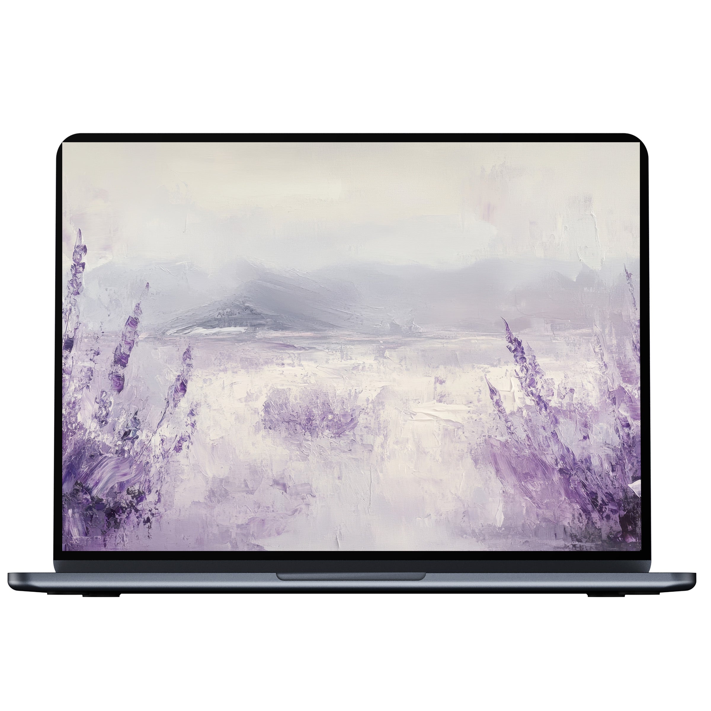 Lavender mist in a serene landscape offers an inspiring botanical desktop wallpaper as a digital download for PC and laptop use
