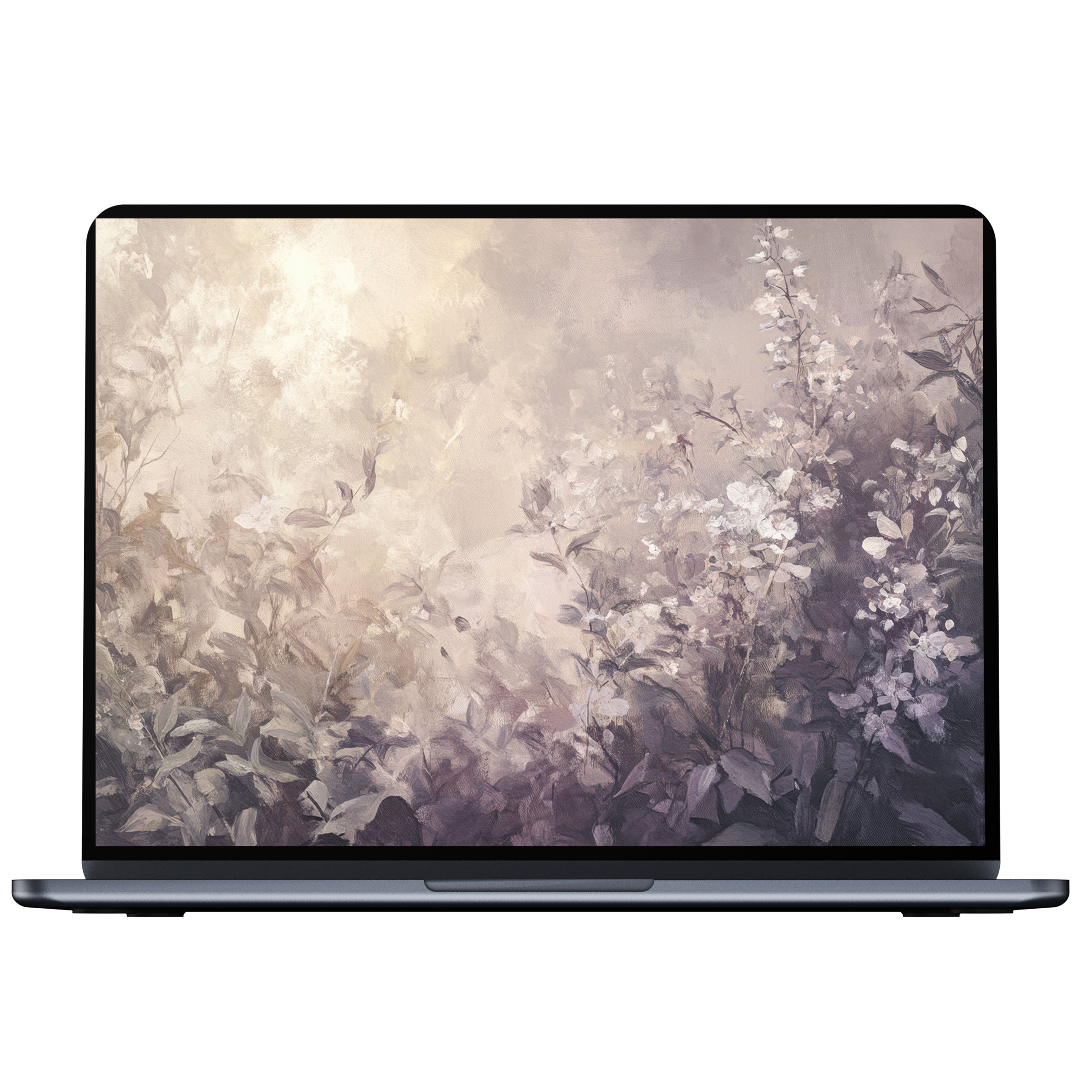Serene botanical desktop wallpaper in soft pastels, perfect digital download for PC, laptop, or Mac, evokes calm and elegance