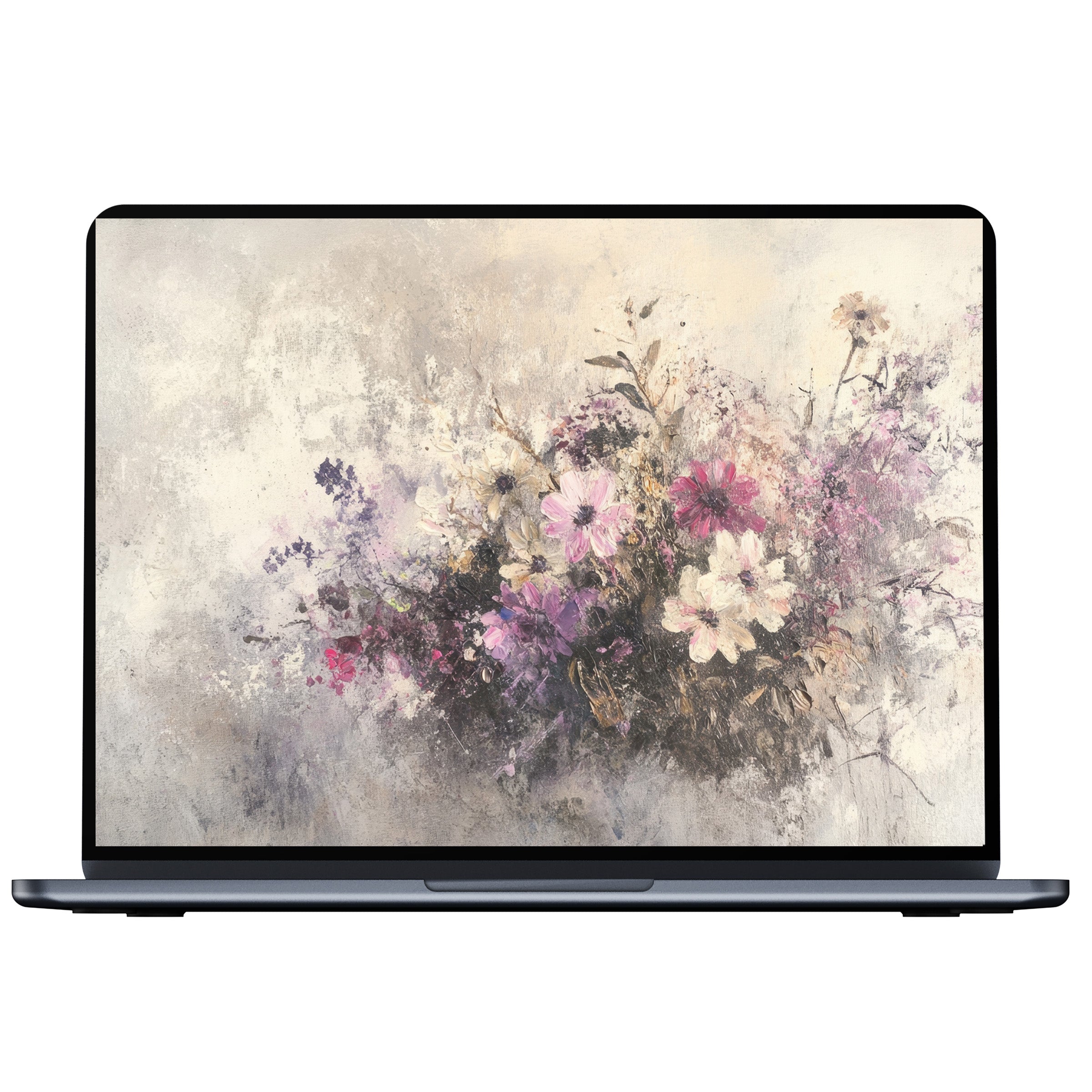 Ethereal botanical desktop wallpaper in muted pastels offers digital download for PC, Laptop, calming elegance and mindful inspiration