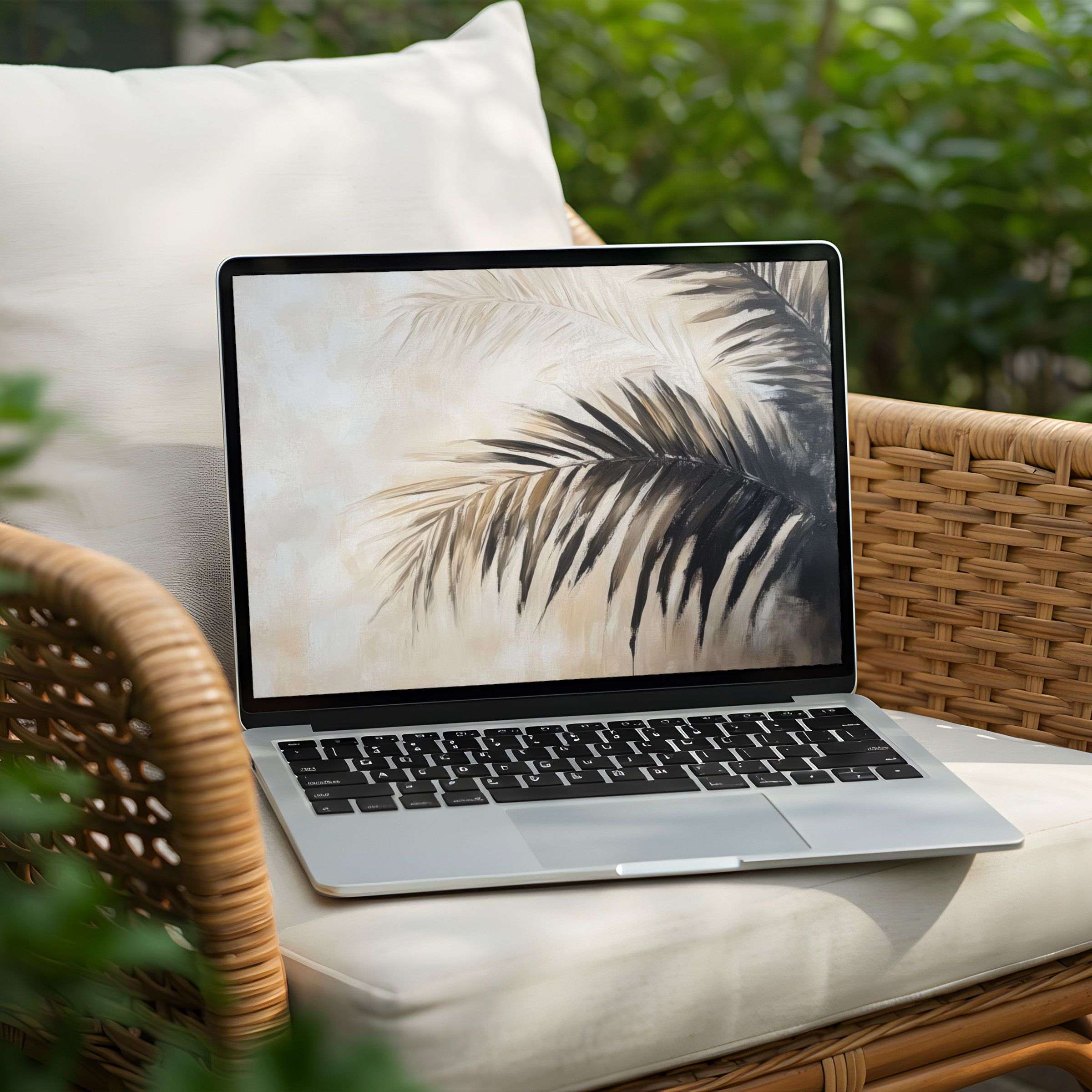 Tranquil palm art desktop background for PC or Laptop instant download to inspire calm and elegance in your workspace