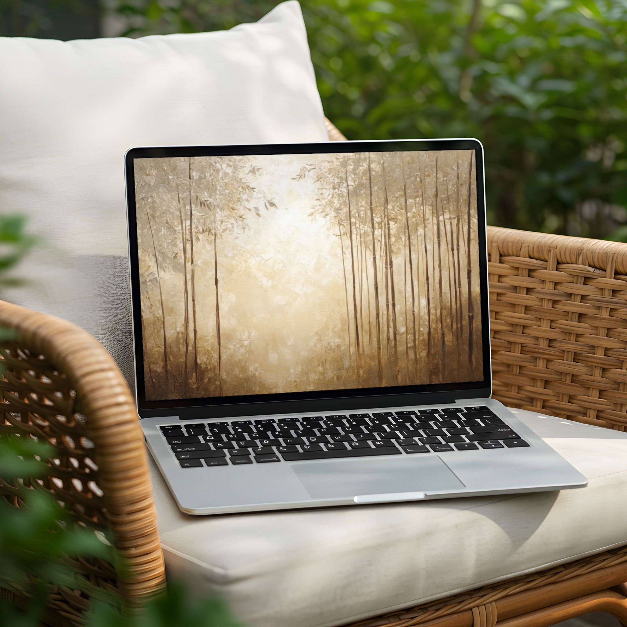 Serene bamboo forest desktop background for PC and Laptop instant download inspires elegance and mindfulness in any workspace