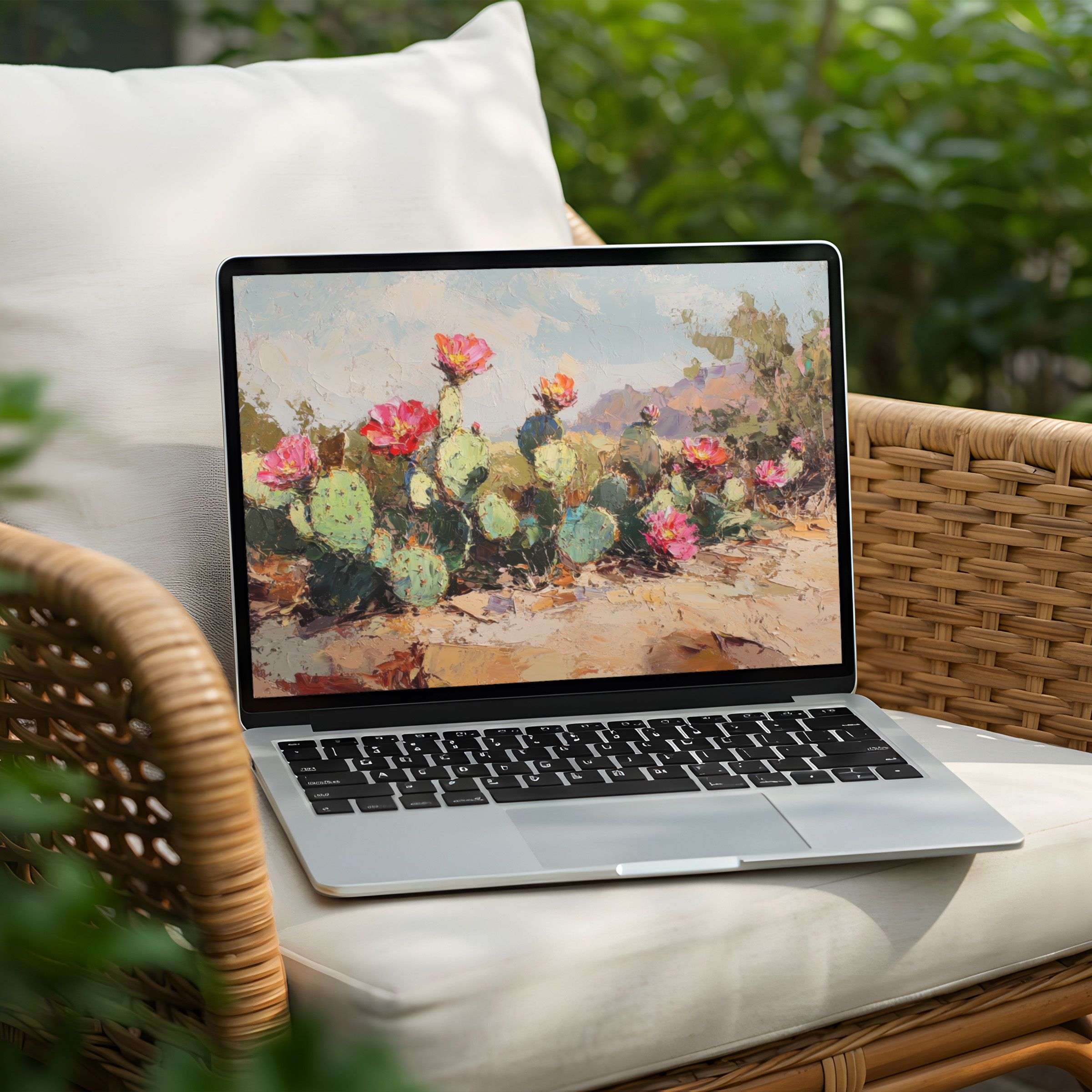 Elegant cactus art for a serene desktop background on PC or Laptop Instant download for calm and inspiring digital decor