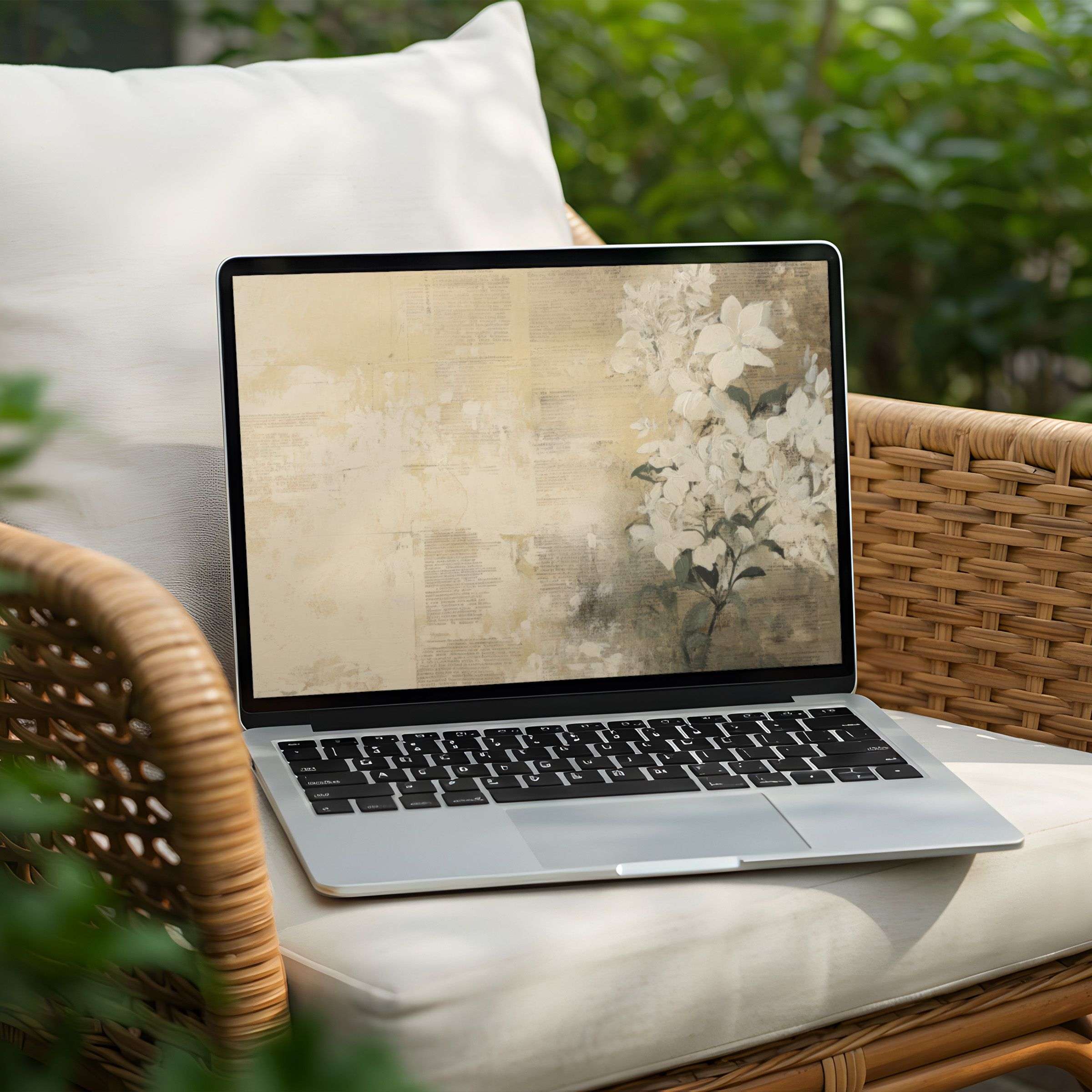 Elegant floral desktop background for PC and Laptop instant download brings calm and mindful inspiration to your digital space