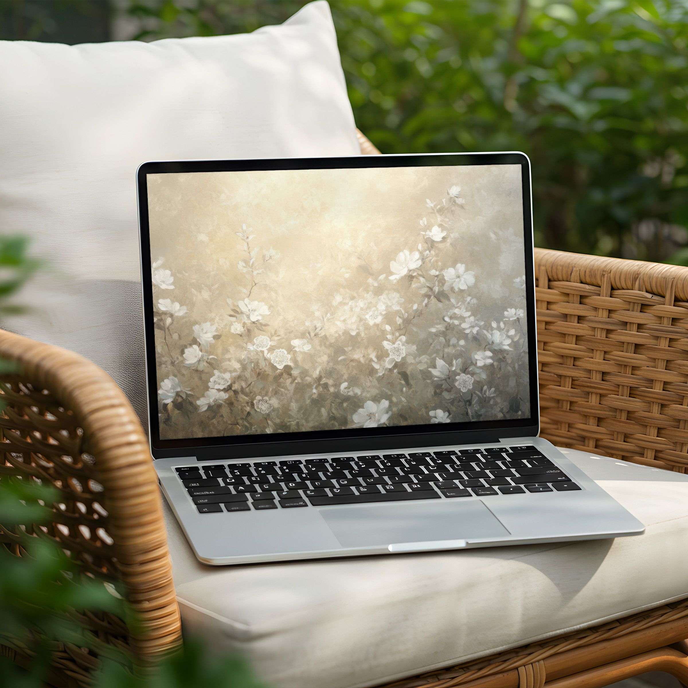 Elegant floral desktop background for instant download, enhancing PC or laptop with calm inspiration and artistic tranquility