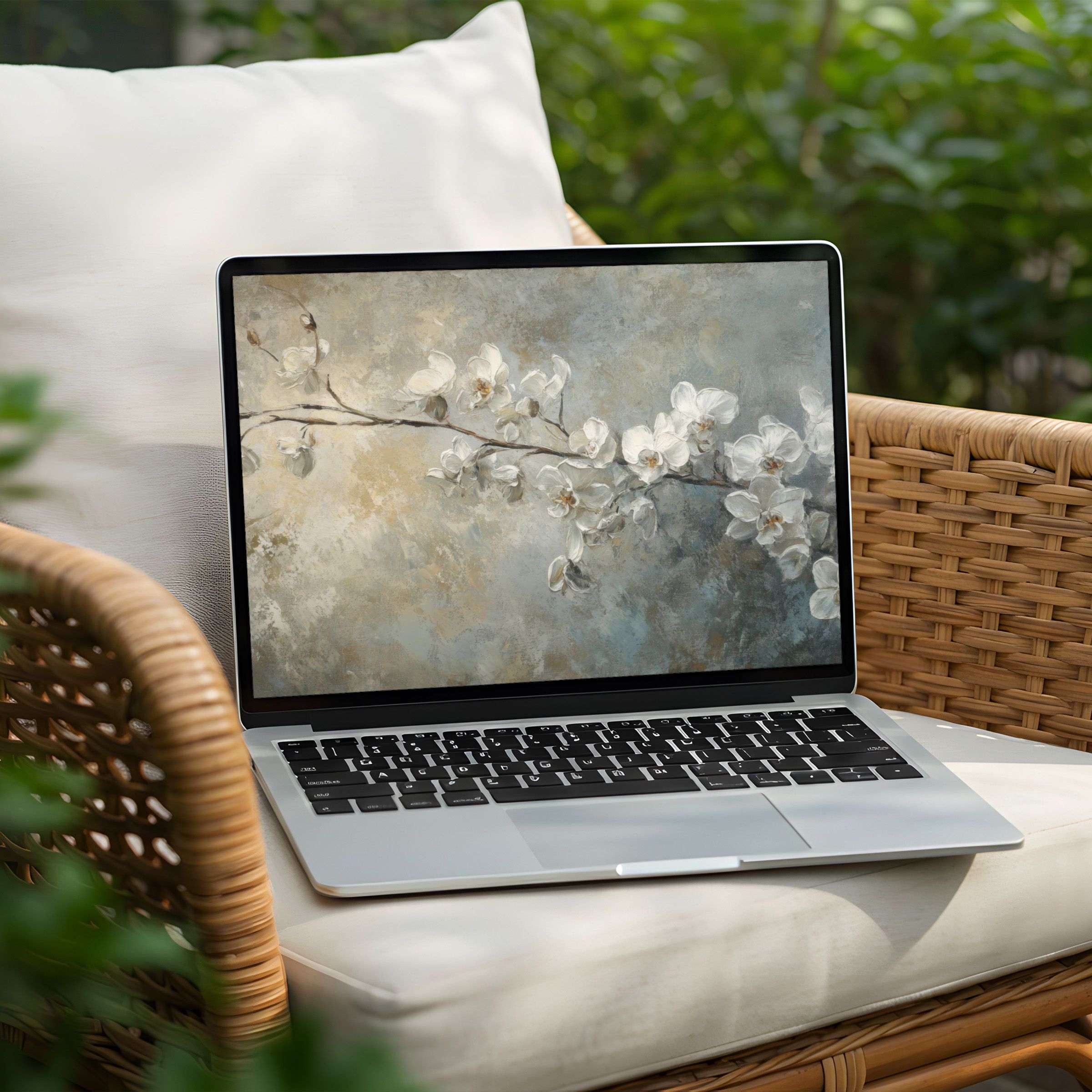Elegant orchid desktop background for PC or laptop instant download offering tranquility and inspiration with soft textures