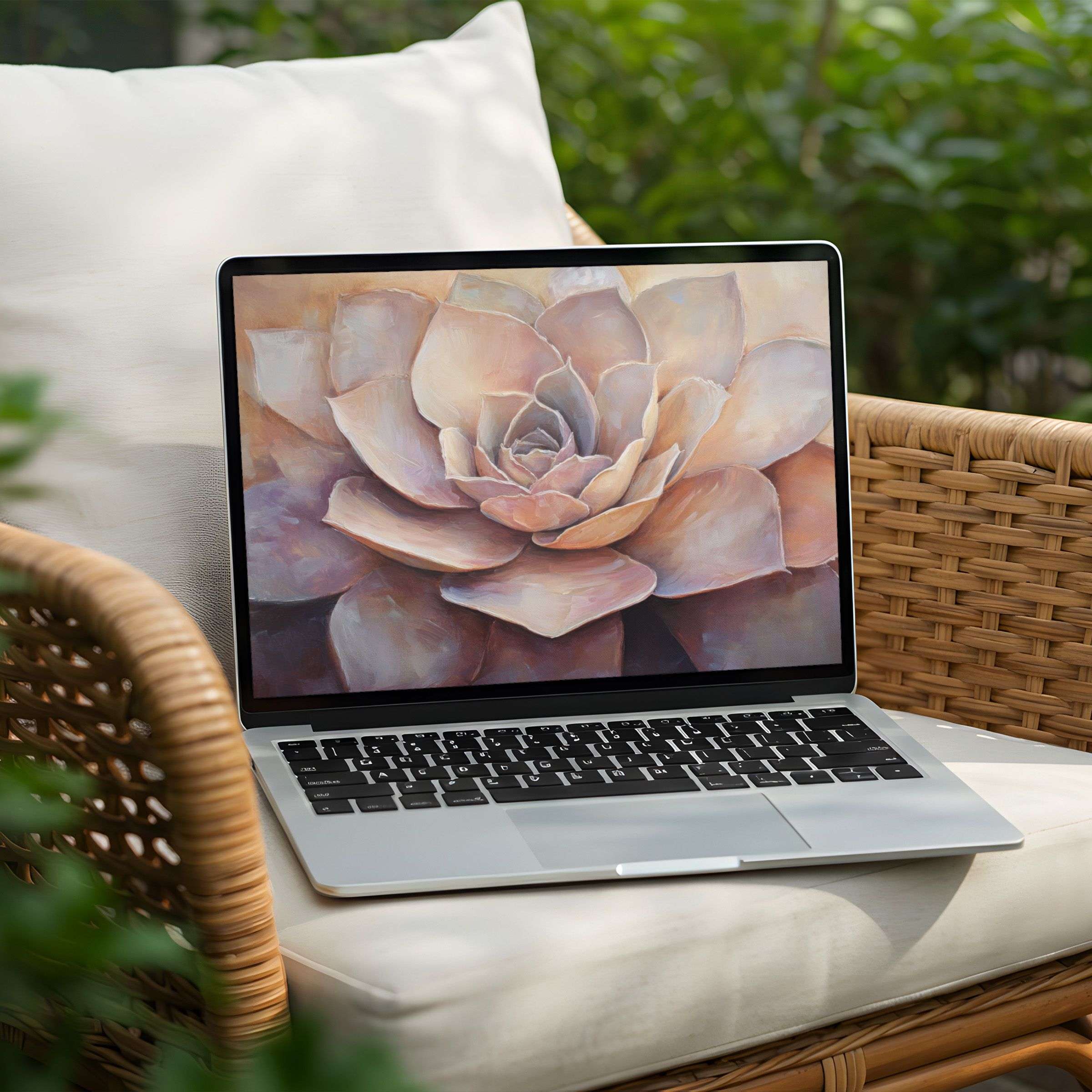 Serene succulent digital art elevates your PC or Laptop with an inspiring desktop background available for instant download