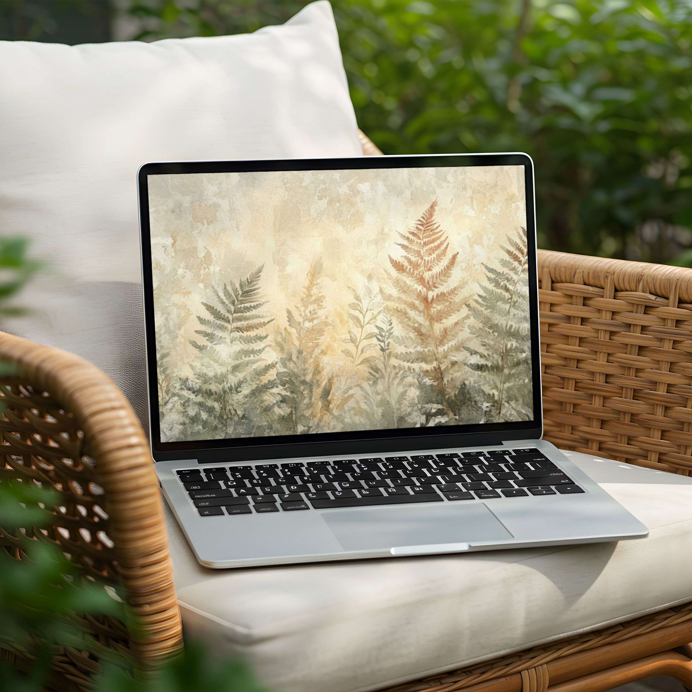 Serene fern-inspired digital art desktop background for PC or Laptop brings elegance and mindfulness instant download available