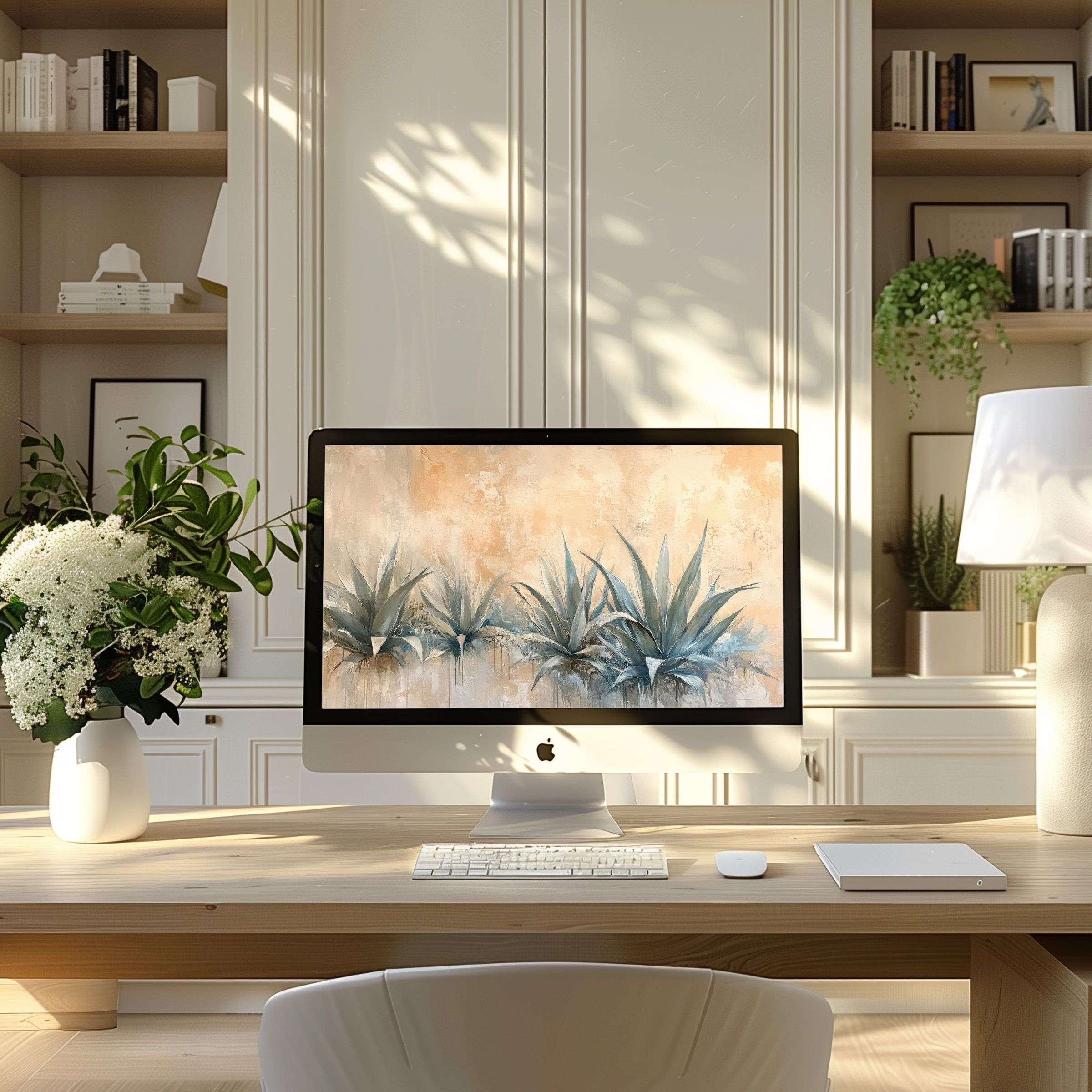 Elegant plant-themed wallpaper for computer adds calm inspiration to your PC or laptop, perfect for modern digital download