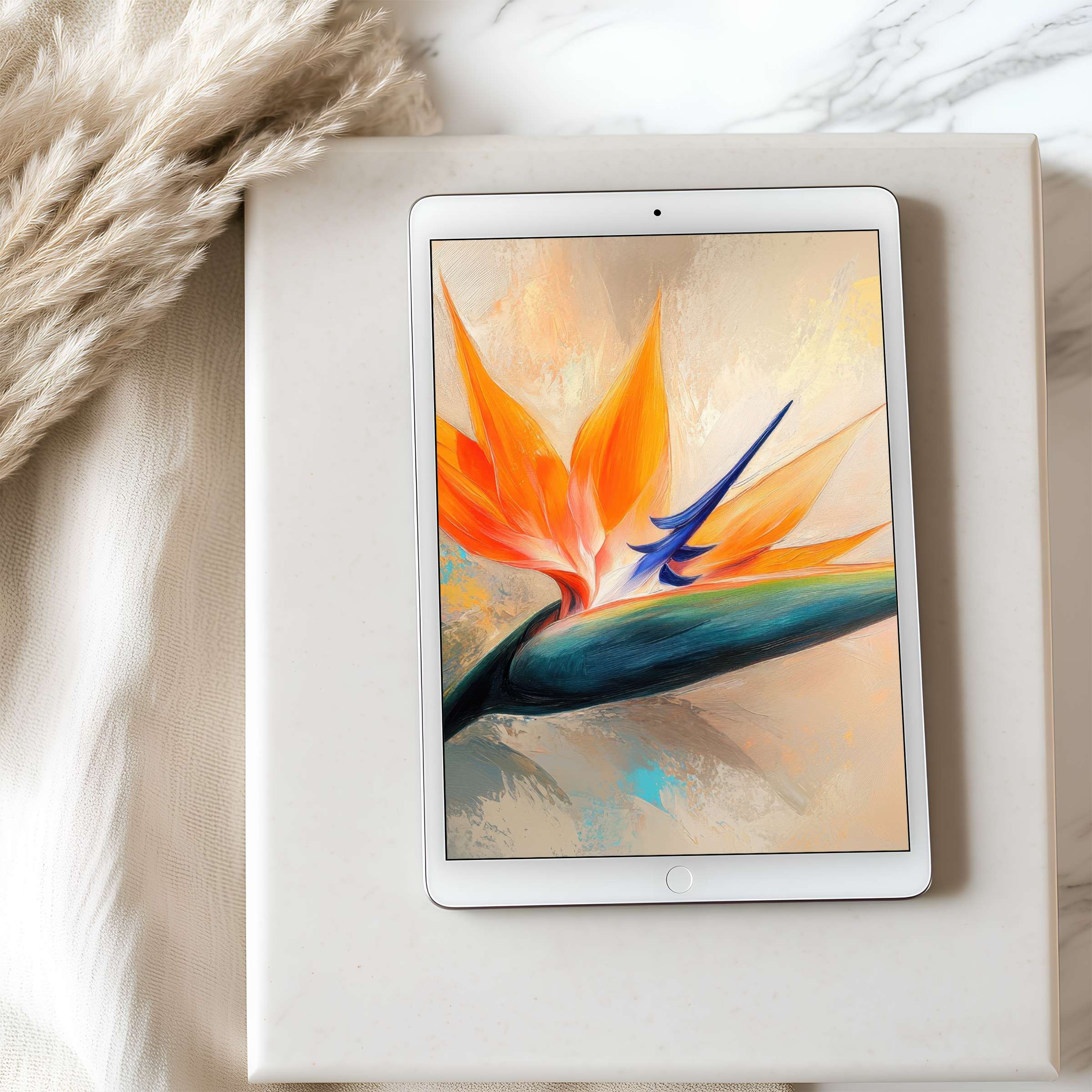Bright floral tablet wallpaper on iPad brings serene elegance with vibrant hues creating an inspiring digital download for any decor