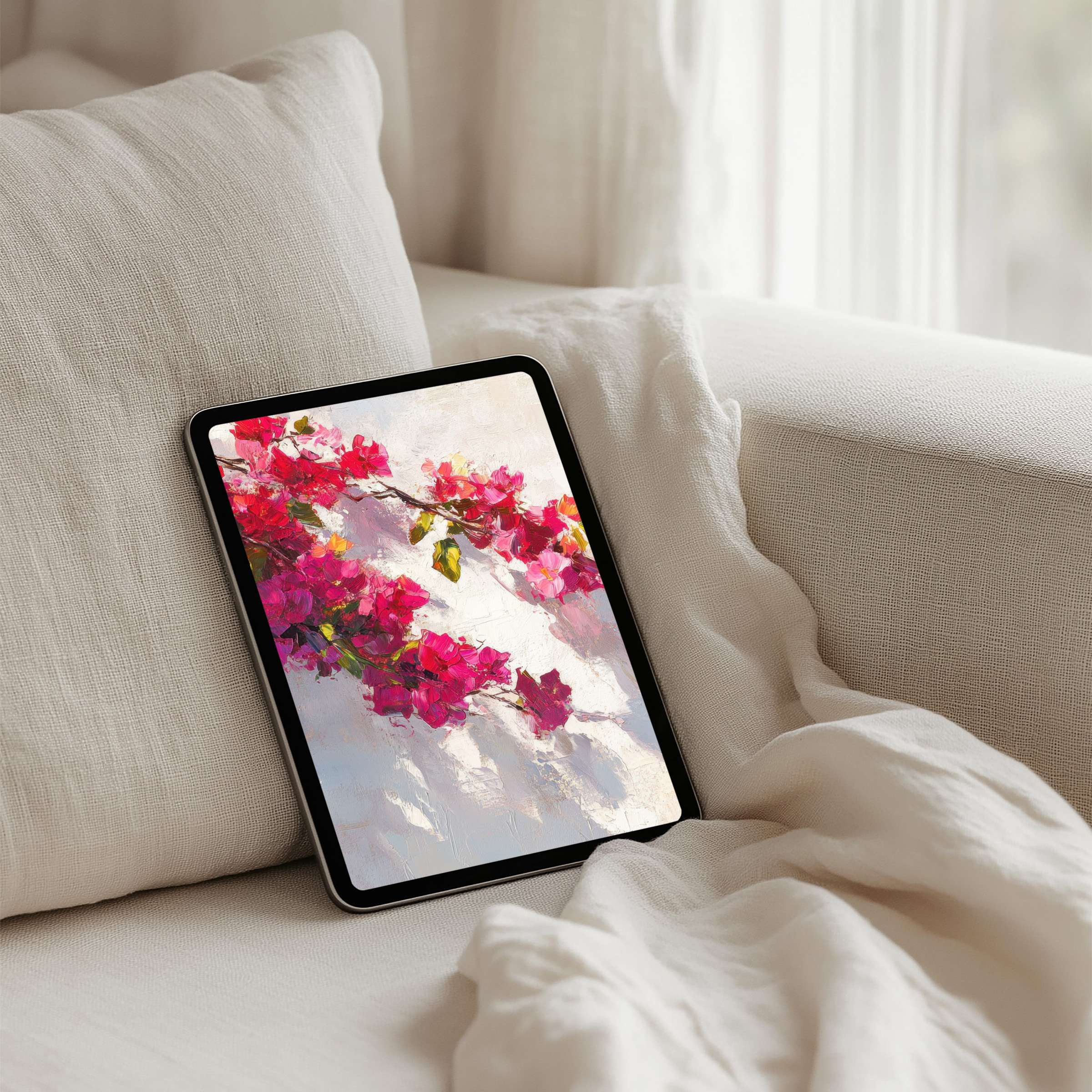 Elegant floral digital art iPad background for instant download, bringing calm and inspiration to any tablet with vibrant colors