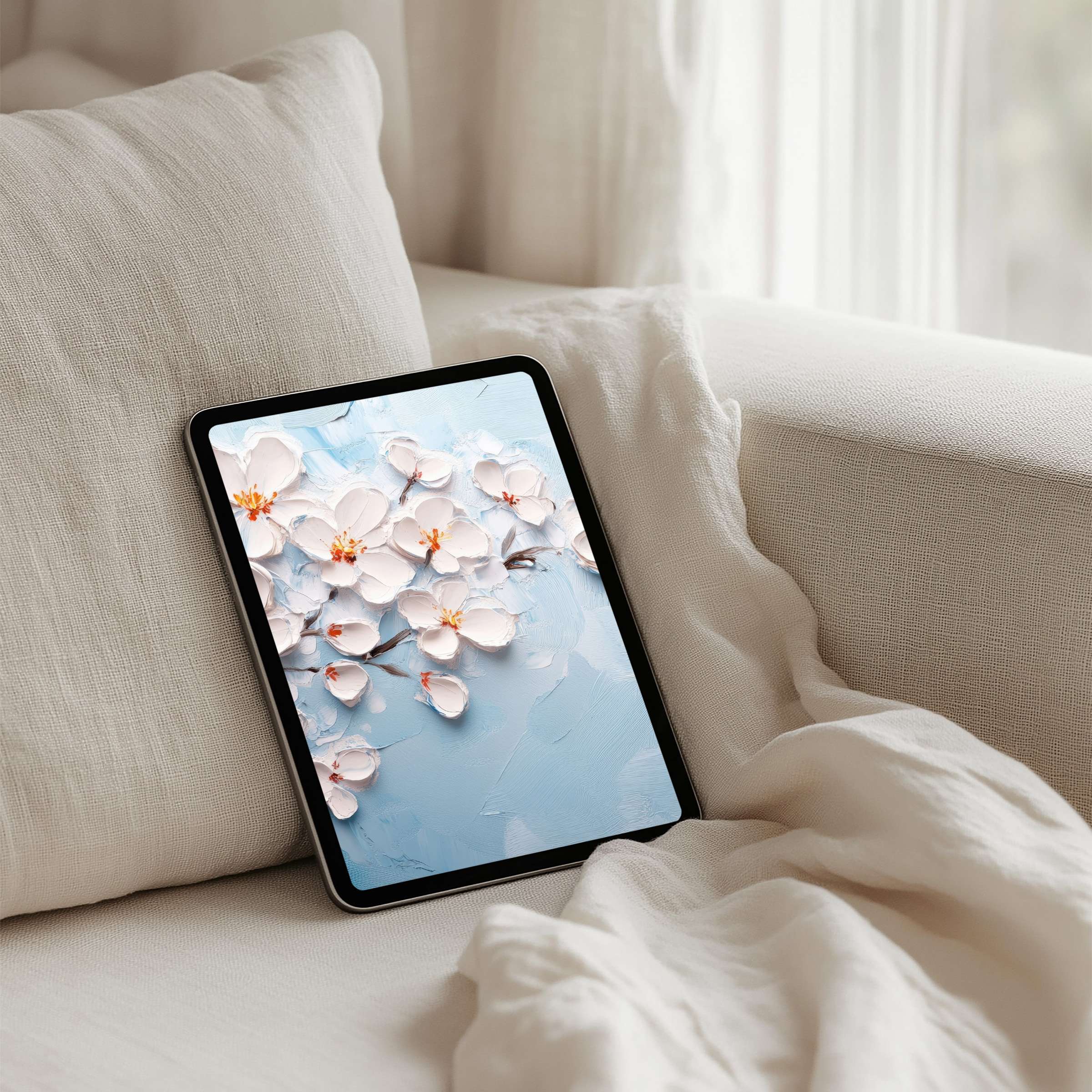 Elegant floral iPad background for instant download elevates tablet aesthetics with tranquility, fitting all devices effortlessly