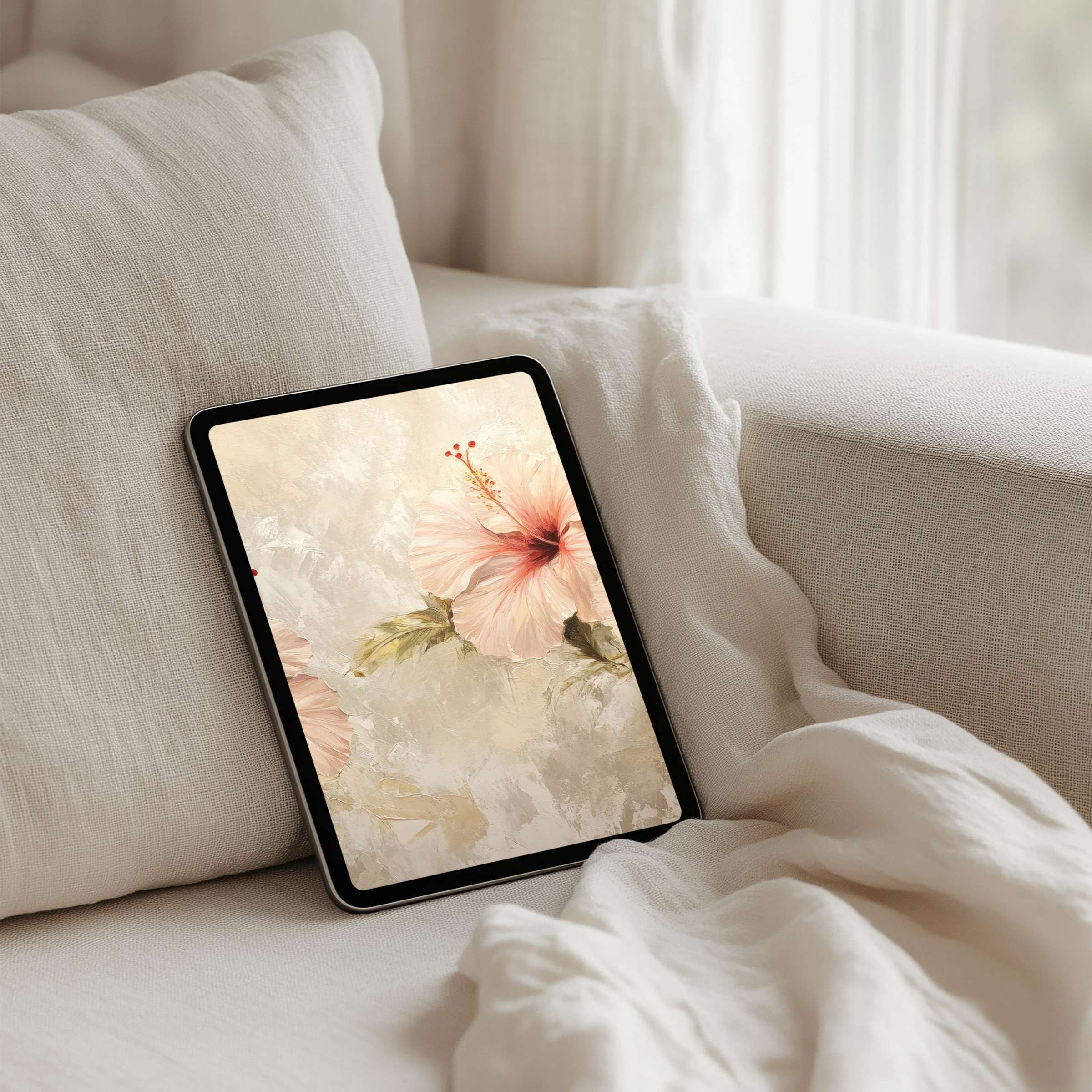 Elegant floral iPad background for tablets, bringing calm and inspiration to your digital space with instant download access