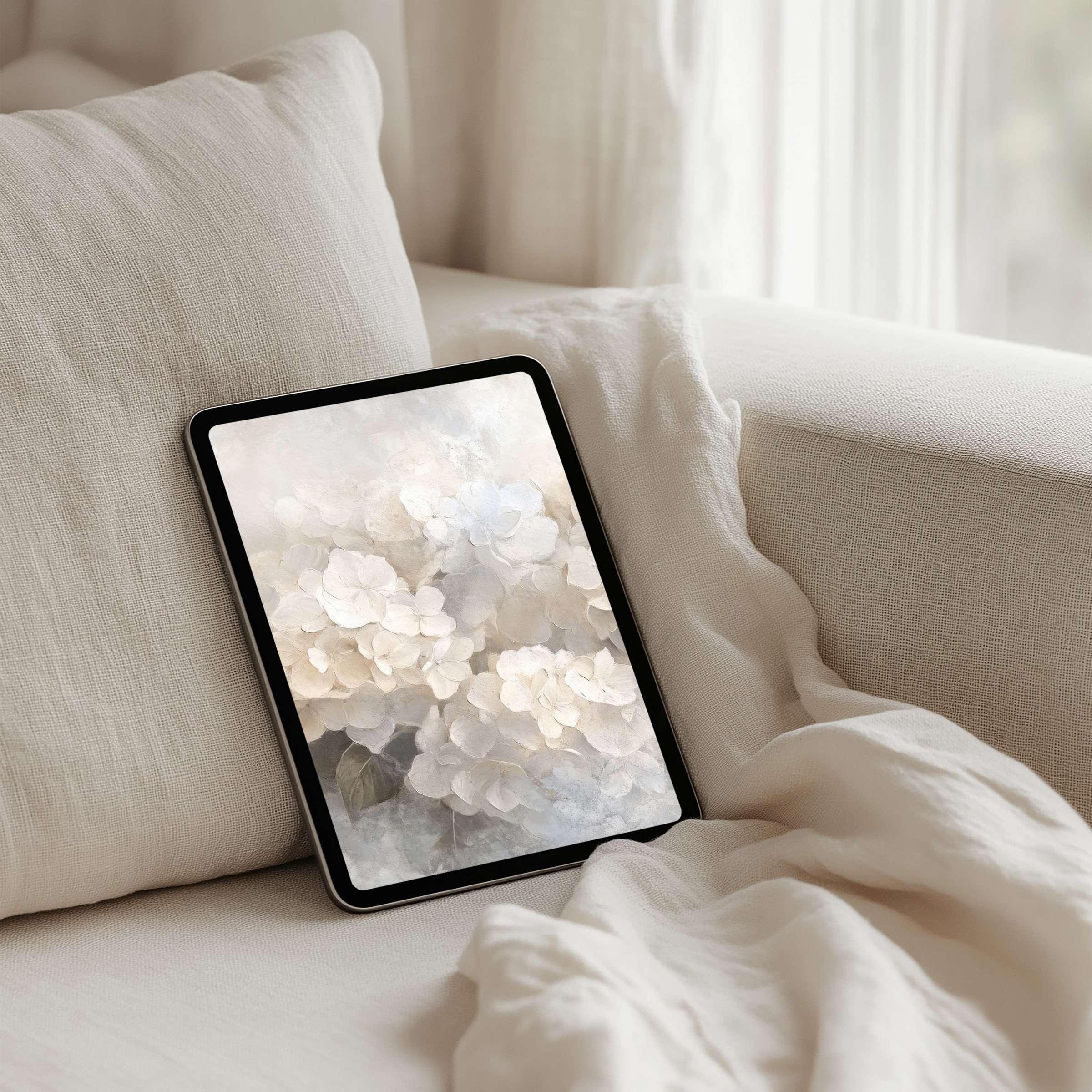 Elegant floral iPad background in soft pastels exudes calm and sophistication perfect for instant download on any tablet device