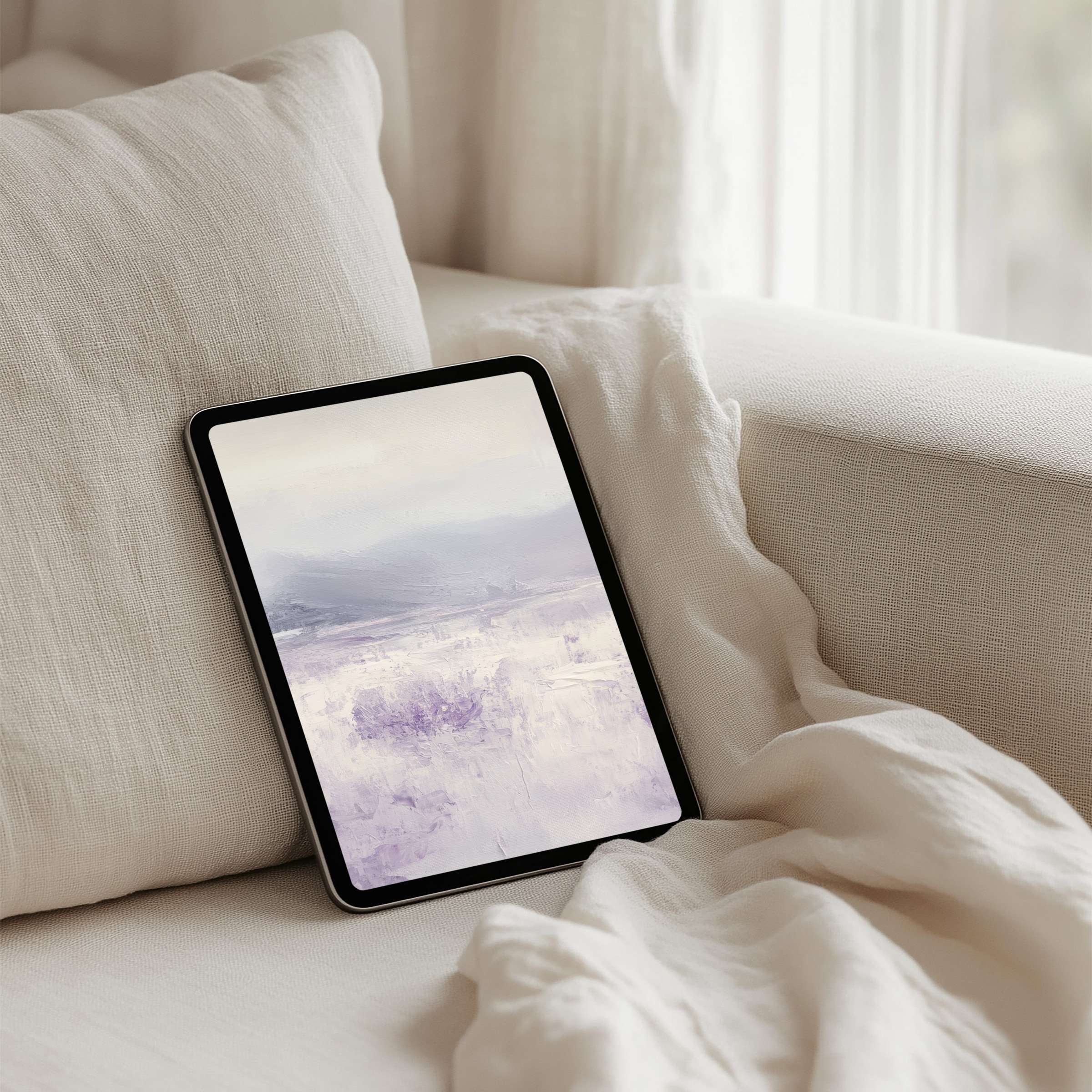 Elegant iPad background with calming pastel art, ideal for inspiring mindfulness and instant download on tablets like Samsung, Android